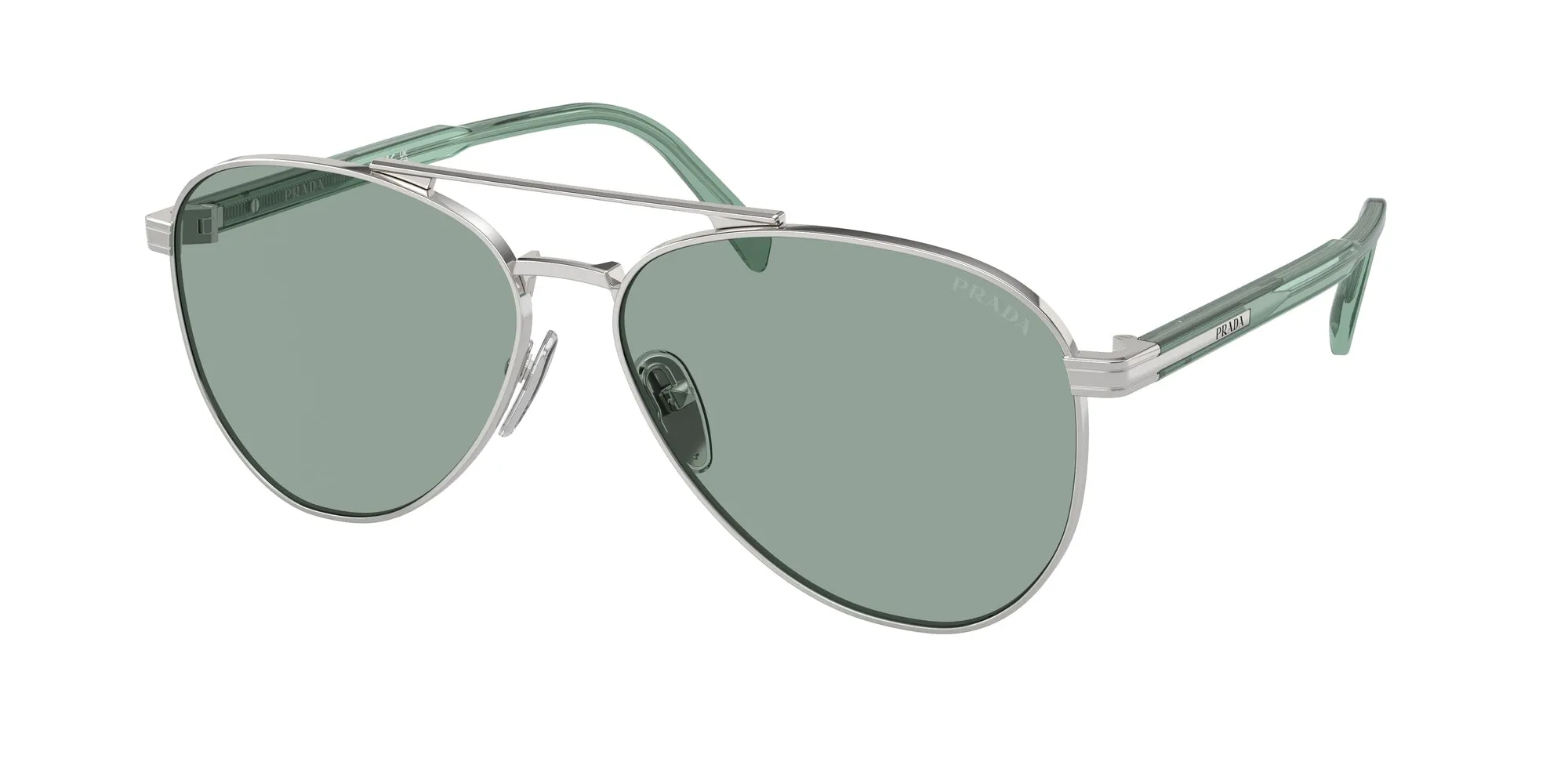 Prada PR A58S 1BC10G Occhiali da sole Acciaio Argento Verde Pilot Normale - immagine 1