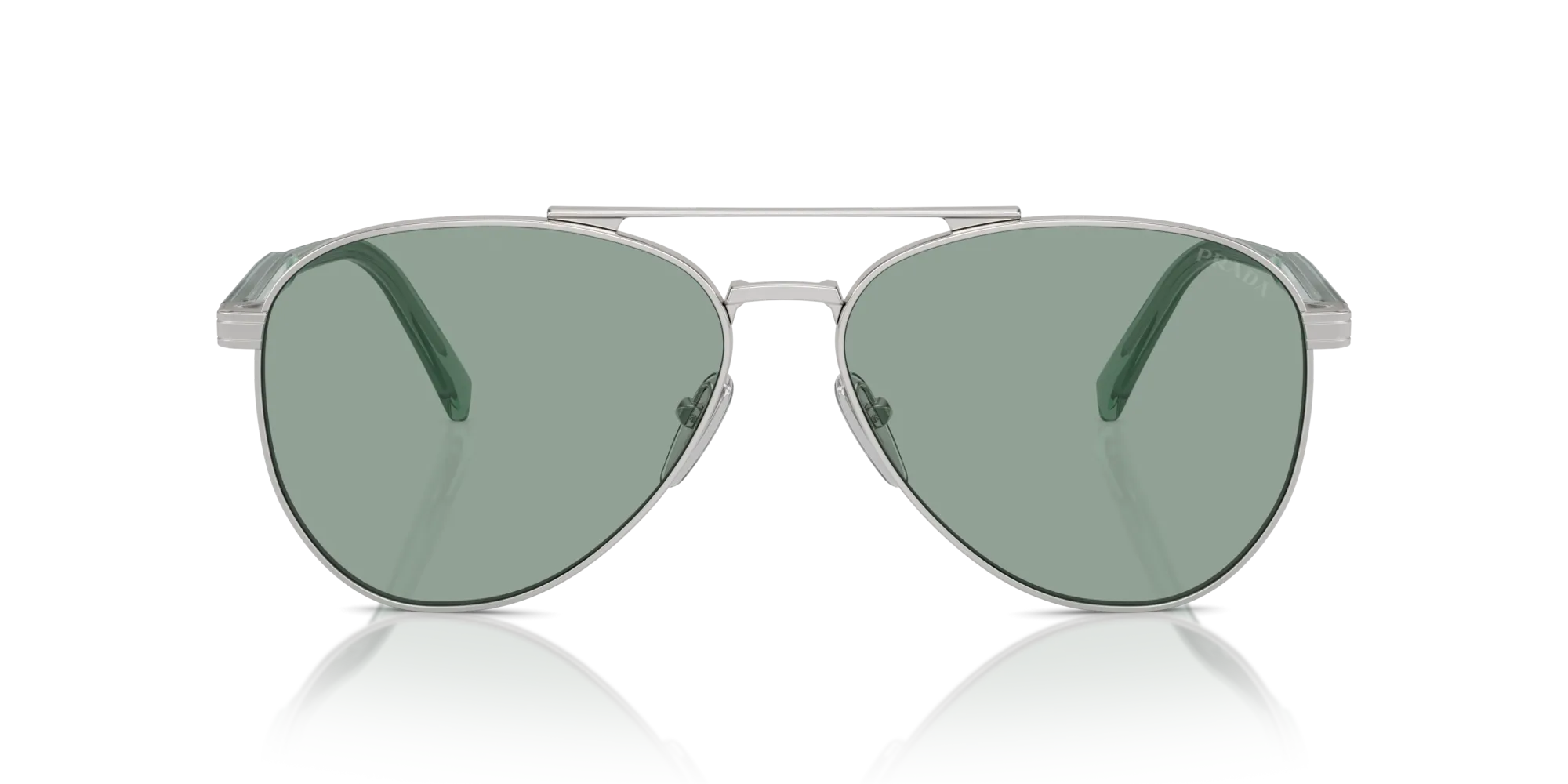 Prada PR A58S 1BC10G Occhiali da sole Acciaio Argento Verde Pilot Normale - immagine 3