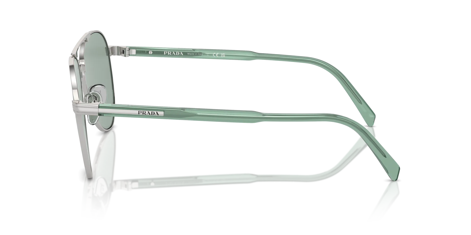 Prada PR A58S 1BC10G Occhiali da sole Acciaio Argento Verde Pilot Normale - immagine 4