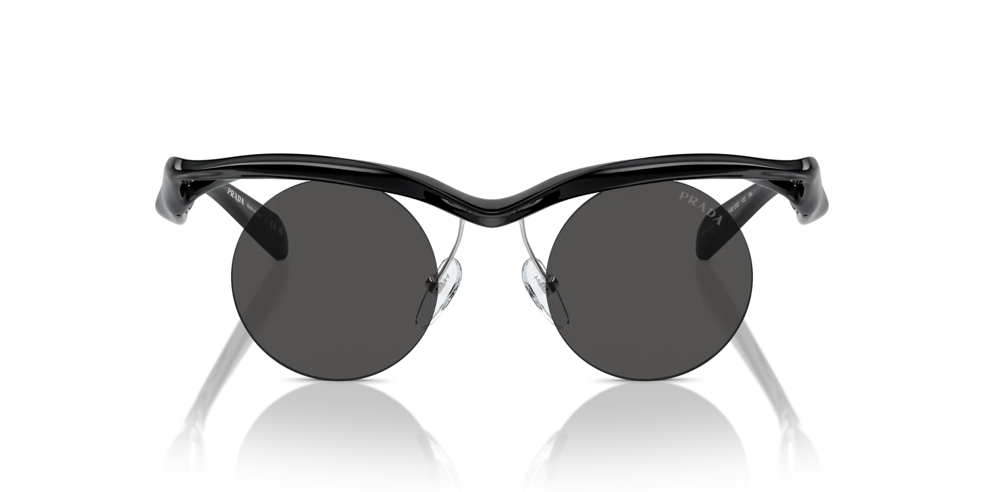 Prada PR A18S 1AB5S0 Occhiali da sole Iniettato Nero Grigio Rotonda Normale - immagine 3