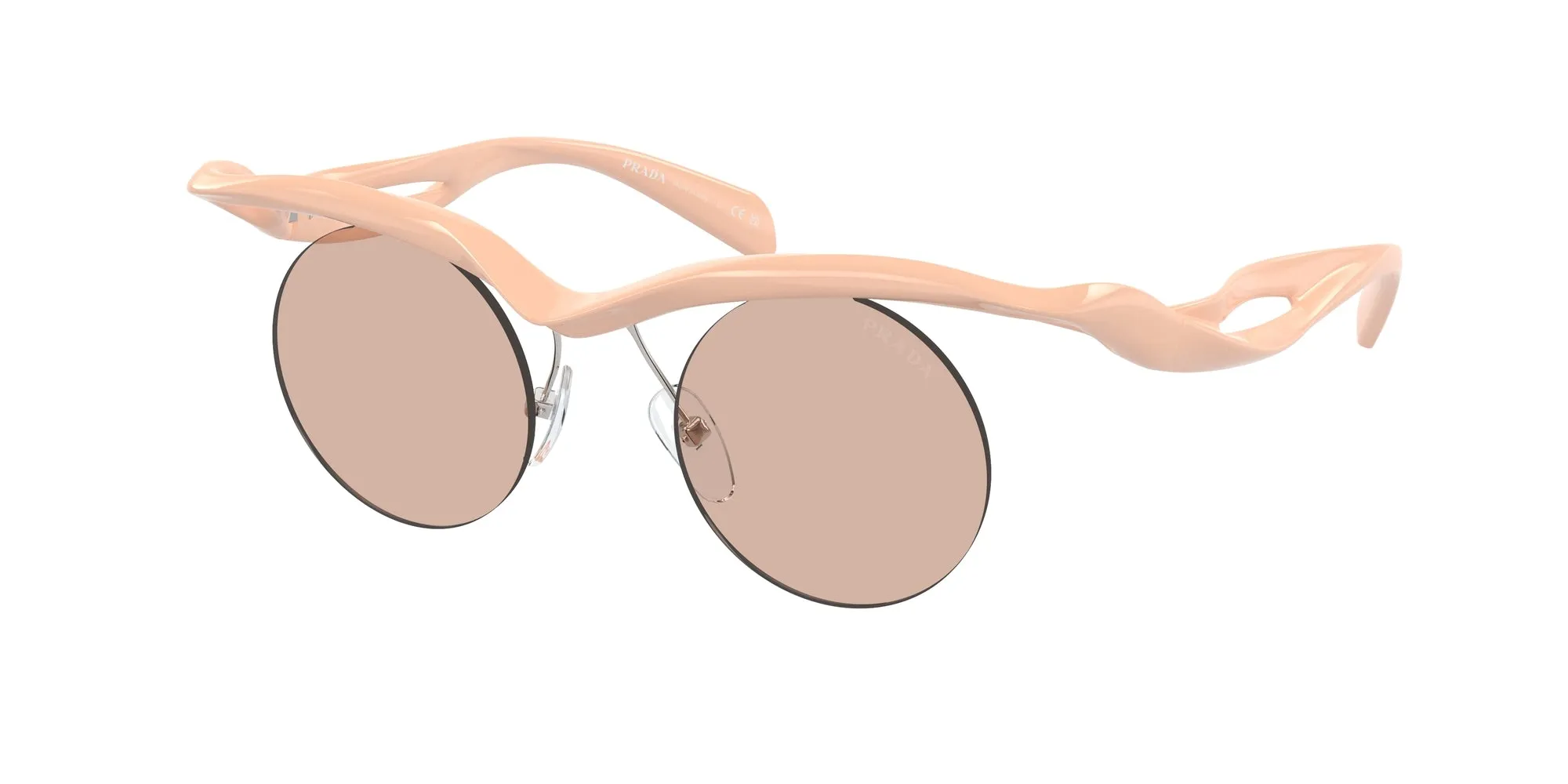 Prada PR A18S 18Q4I2 Occhiali da sole Iniettato Rosa Marrone Rotonda Normale - immagine 1