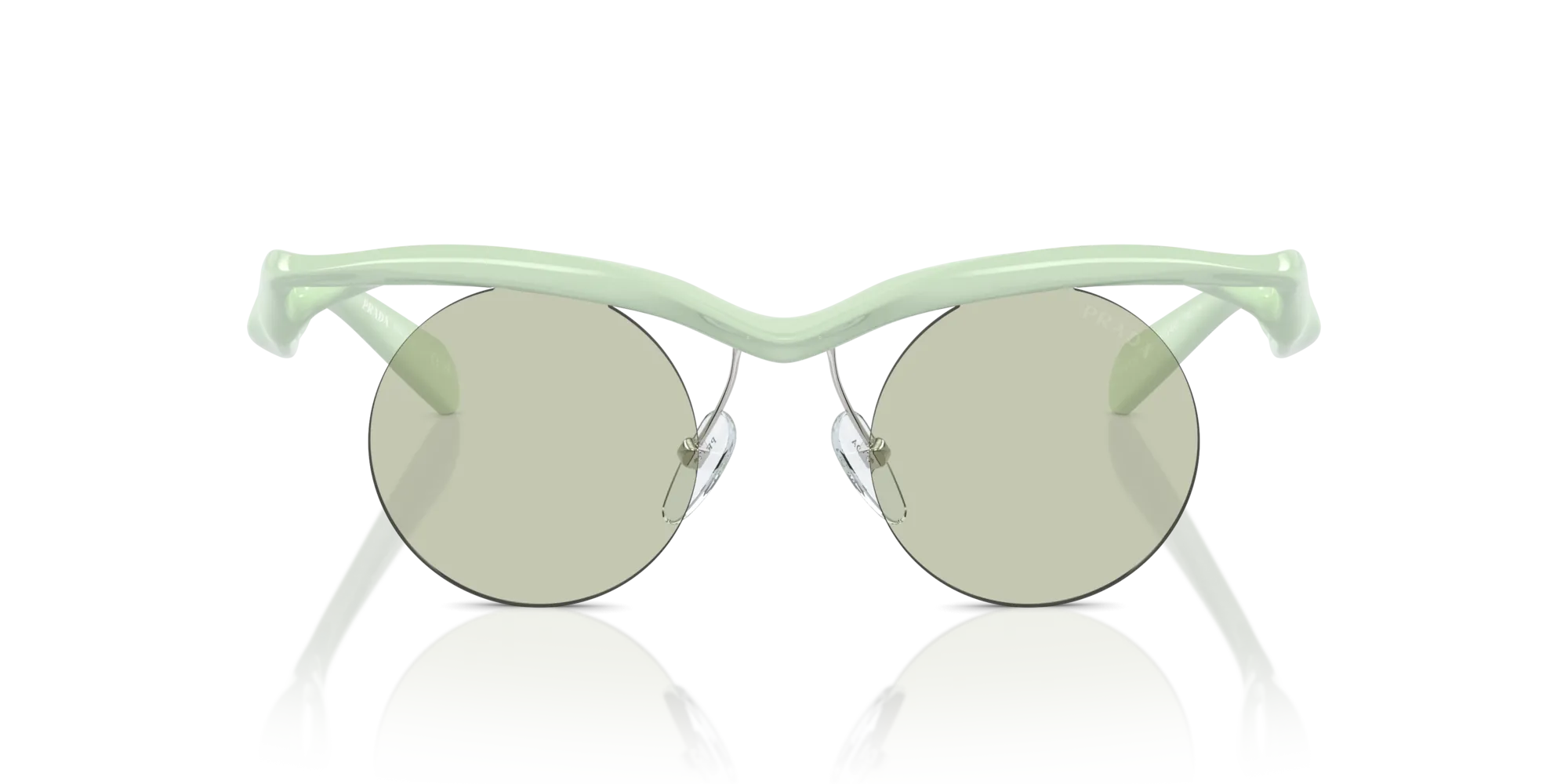 Prada PR A18S 17Q4R0 Occhiali da sole Iniettato Verde Verde Rotonda Normale - immagine 3