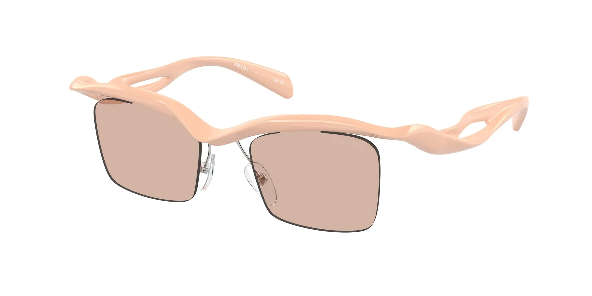 Prada PR A15S 18Q4I2 Occhiali da sole Nylon Rosa Marrone Squadrata Normale - immagine 1