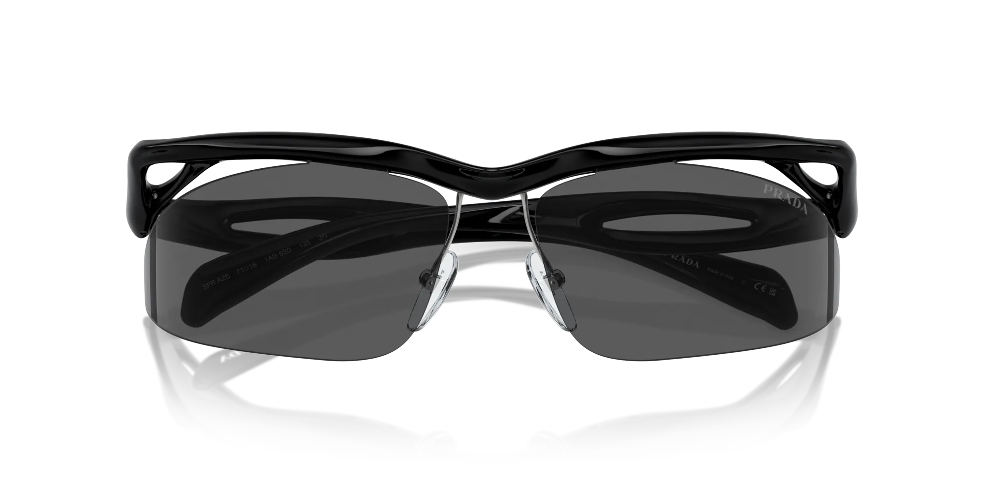 Prada PR A25S 1AB5S0 Occhiali da sole Iniettato Nero Grigio Cat Eye Normale - immagine 2