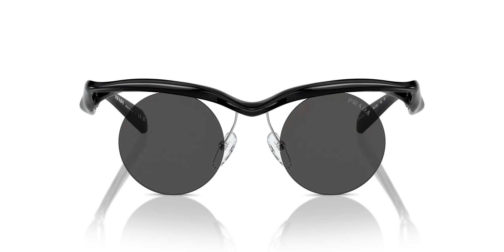 Prada PR A24S 1AB5S0 Occhiali da sole Iniettato Nero Grigio Rotonda Normale - immagine 3