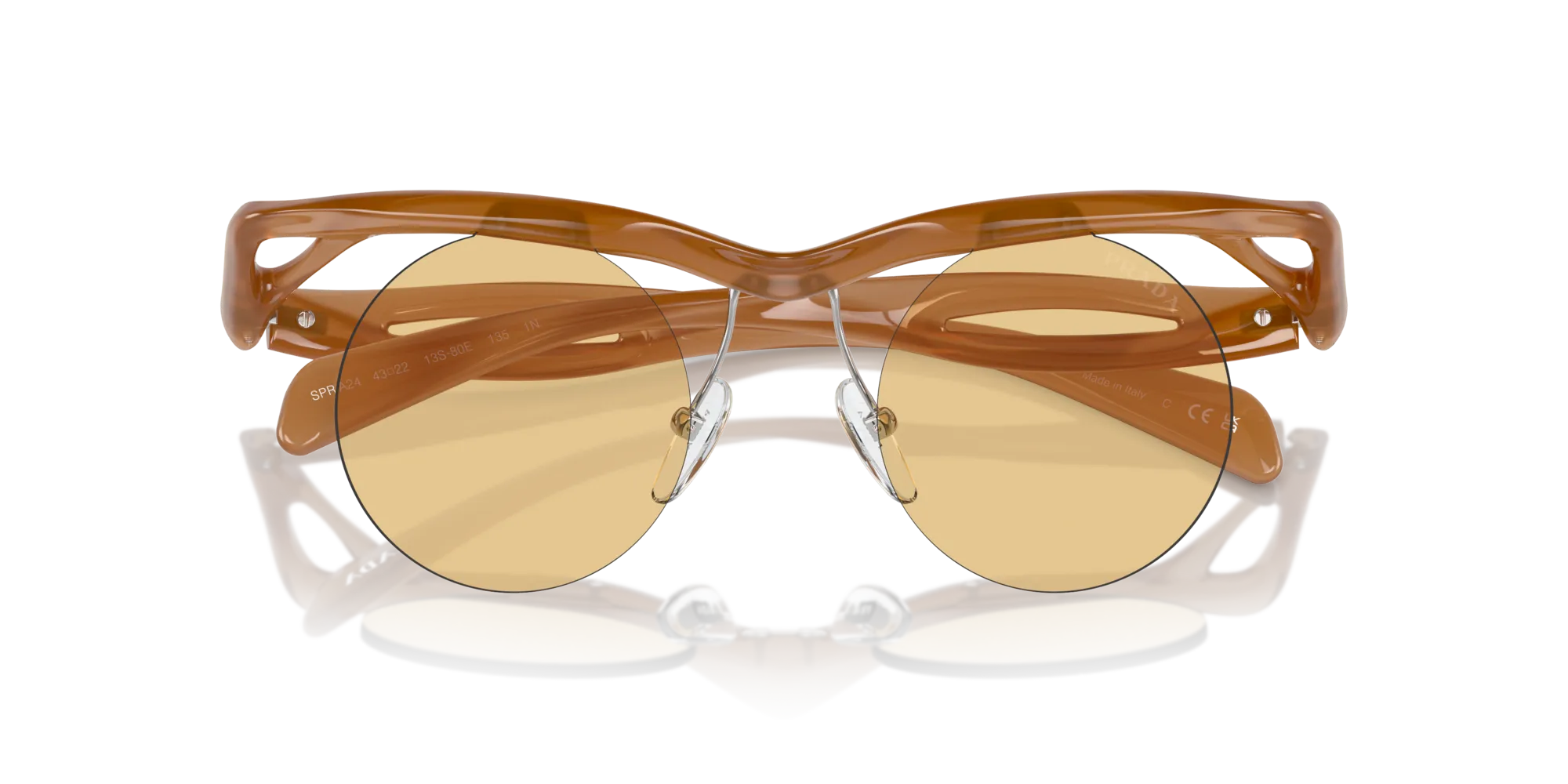 Prada PR A24S 13S80E Occhiali da sole Iniettato Marrone Giallo Rotonda Normale - immagine 2
