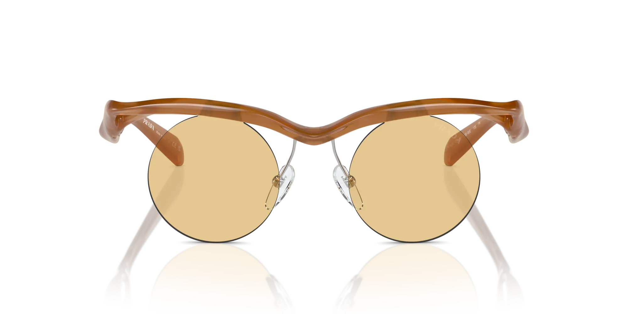 Prada PR A24S 13S80E Occhiali da sole Iniettato Marrone Giallo Rotonda Normale - immagine 3