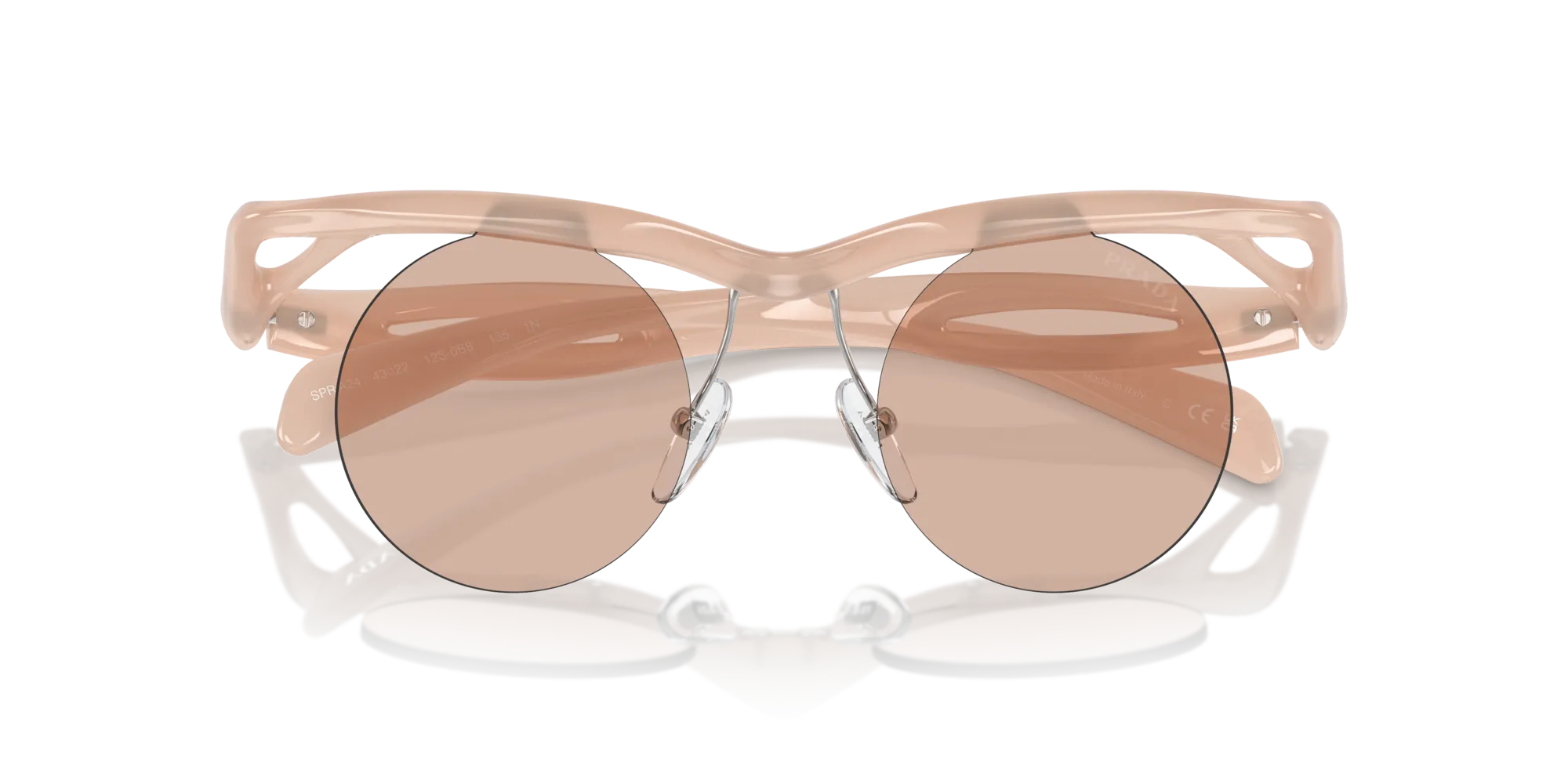 Prada PR A24S 12S0B8 Occhiali da sole Iniettato Rosa Marrone Rotonda Normale - immagine 2