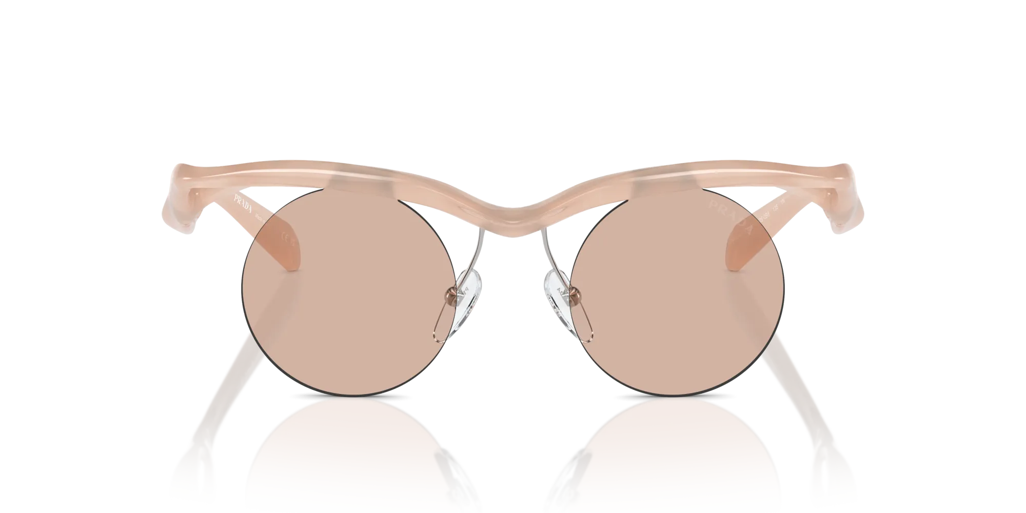 Prada PR A24S 12S0B8 Occhiali da sole Iniettato Rosa Marrone Rotonda Normale - immagine 3