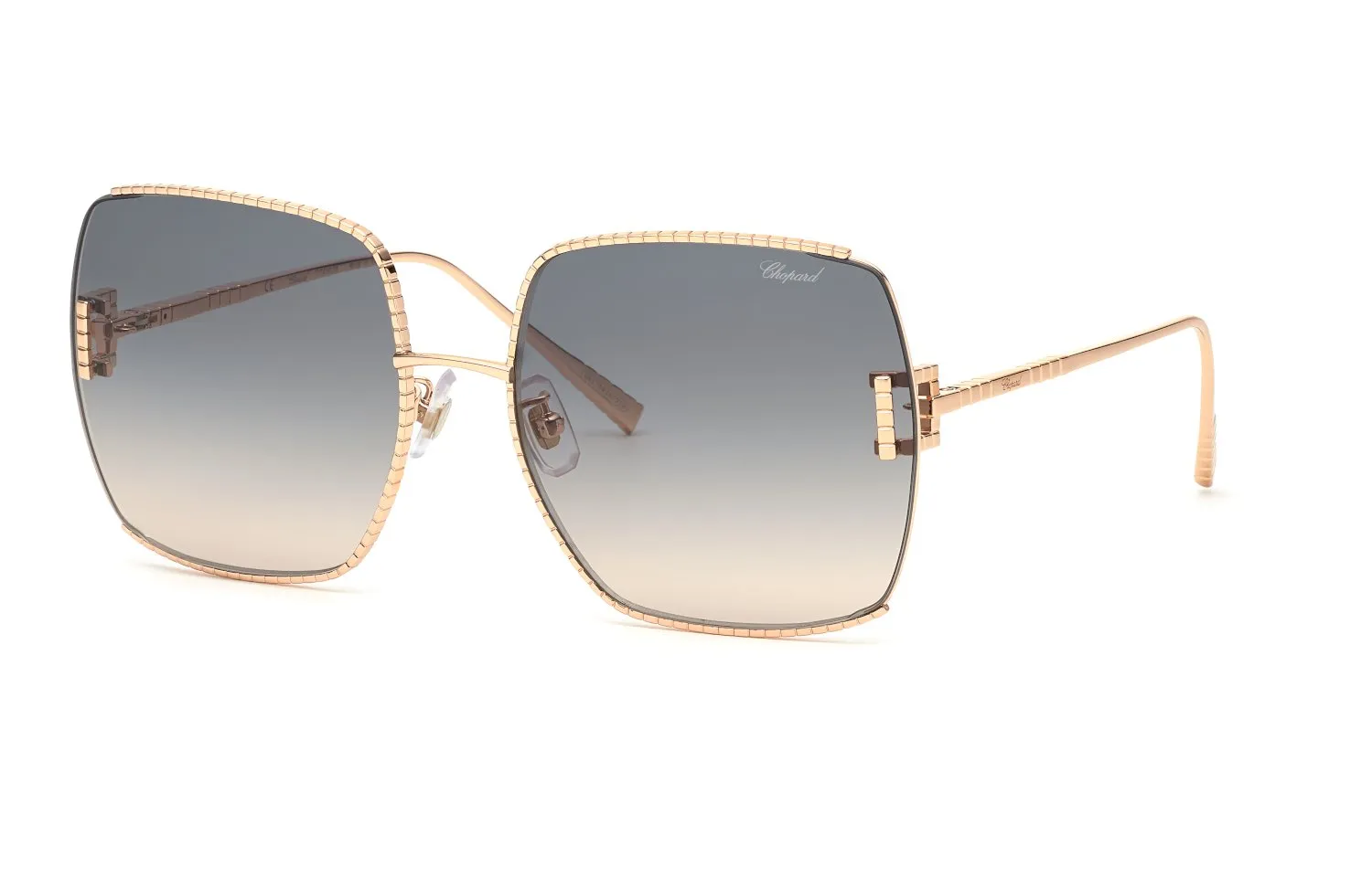Chopard SCHG30M 08FC Occhiali da sole Metallo Oro Grigio Squadrata Antiriflesso Sfumato - immagine 1