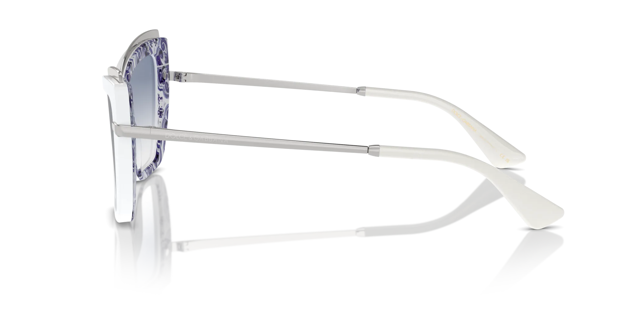 Dolce & Gabbana DG4472 337119 Occhiali da sole Acetato Bianco Blu Cat Eye Normale Sfumato - immagine 4