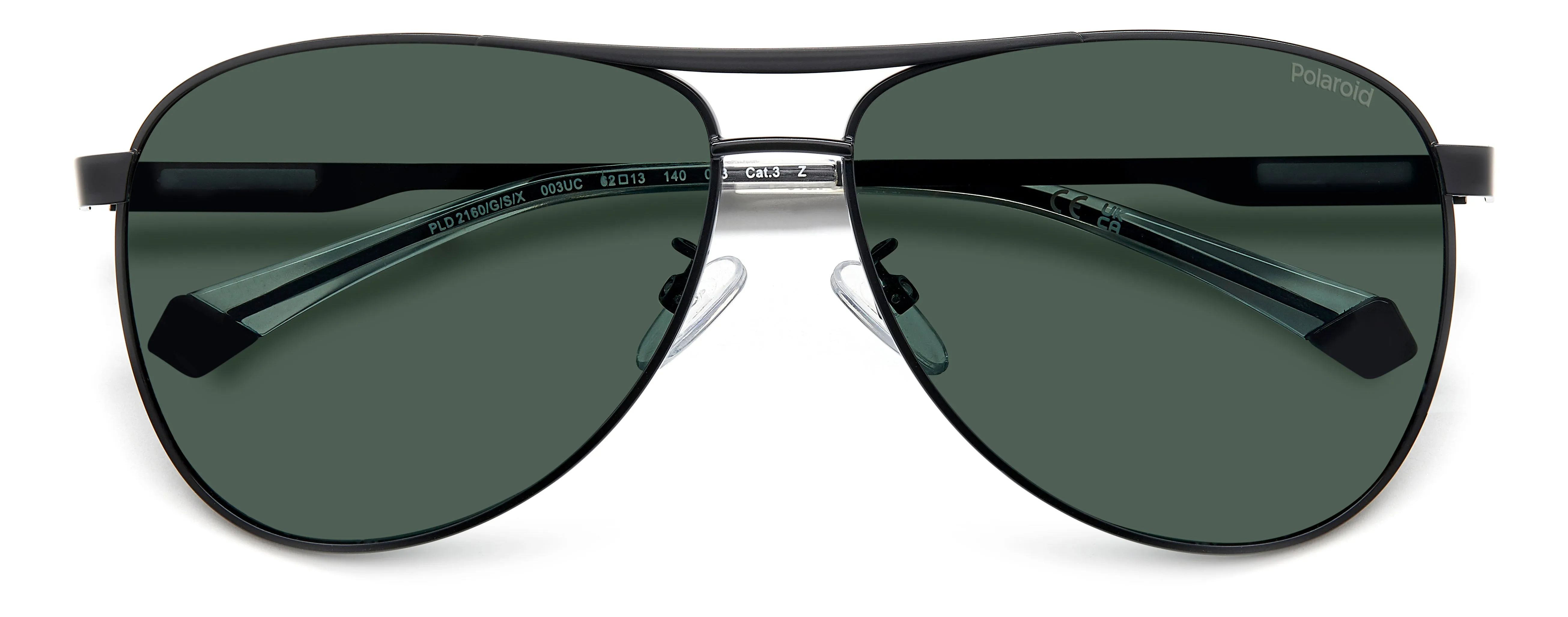 Polaroid PLD 2160/G/S/X 003/UC Occhiali da sole Metallo Nero Verde Pilot Polarizzata - immagine 3