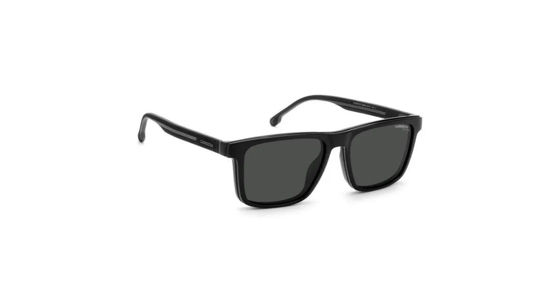 Carrera CA8061/CS 08A/M9 Occhiali da sole Iniettato Nero Grigio Squadrata Polarizzata Clip-on - immagine 2