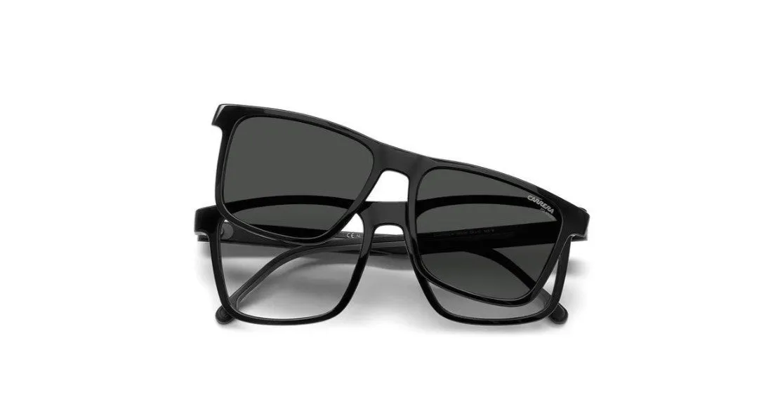 Carrera CA8061/CS 08A/M9 Occhiali da sole Iniettato Nero Grigio Squadrata Polarizzata Clip-on - immagine 3