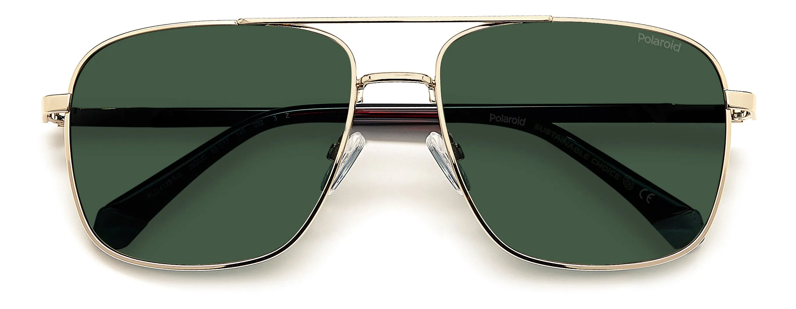 Polaroid PLD 4128/S/X J5G/UC Occhiali da sole Metallo Oro Verde Pilot Polarizzata - immagine 3