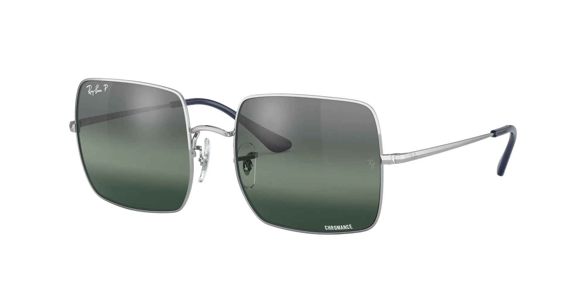 Ray - Ban RB1971 9242G6 Occhiali da sole Metallo Argento Blu Squadrata Polarizzata Specchiato - immagine 1
