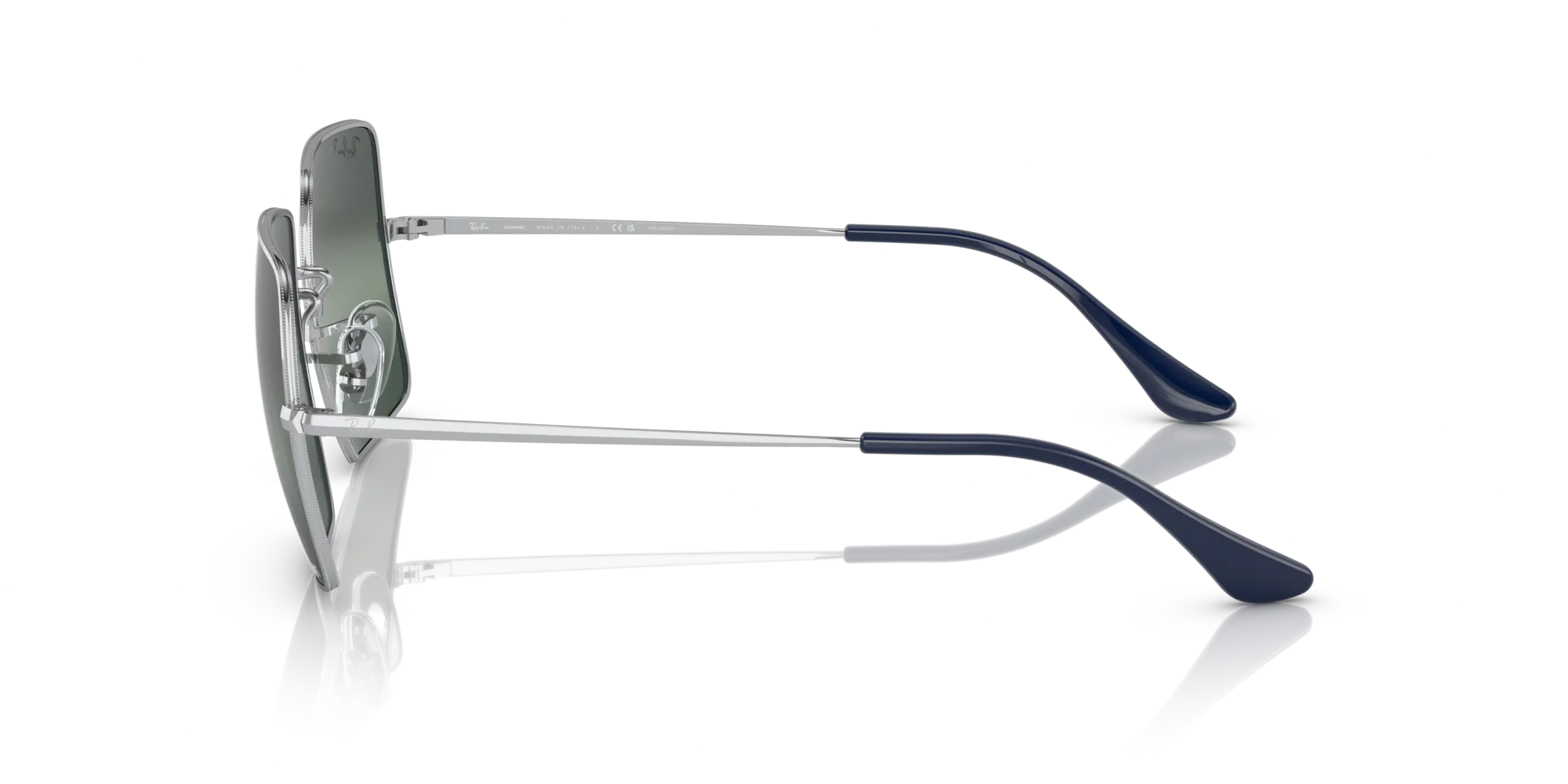 Ray - Ban RB1971 9242G6 Occhiali da sole Metallo Argento Blu Squadrata Polarizzata Specchiato - immagine 4
