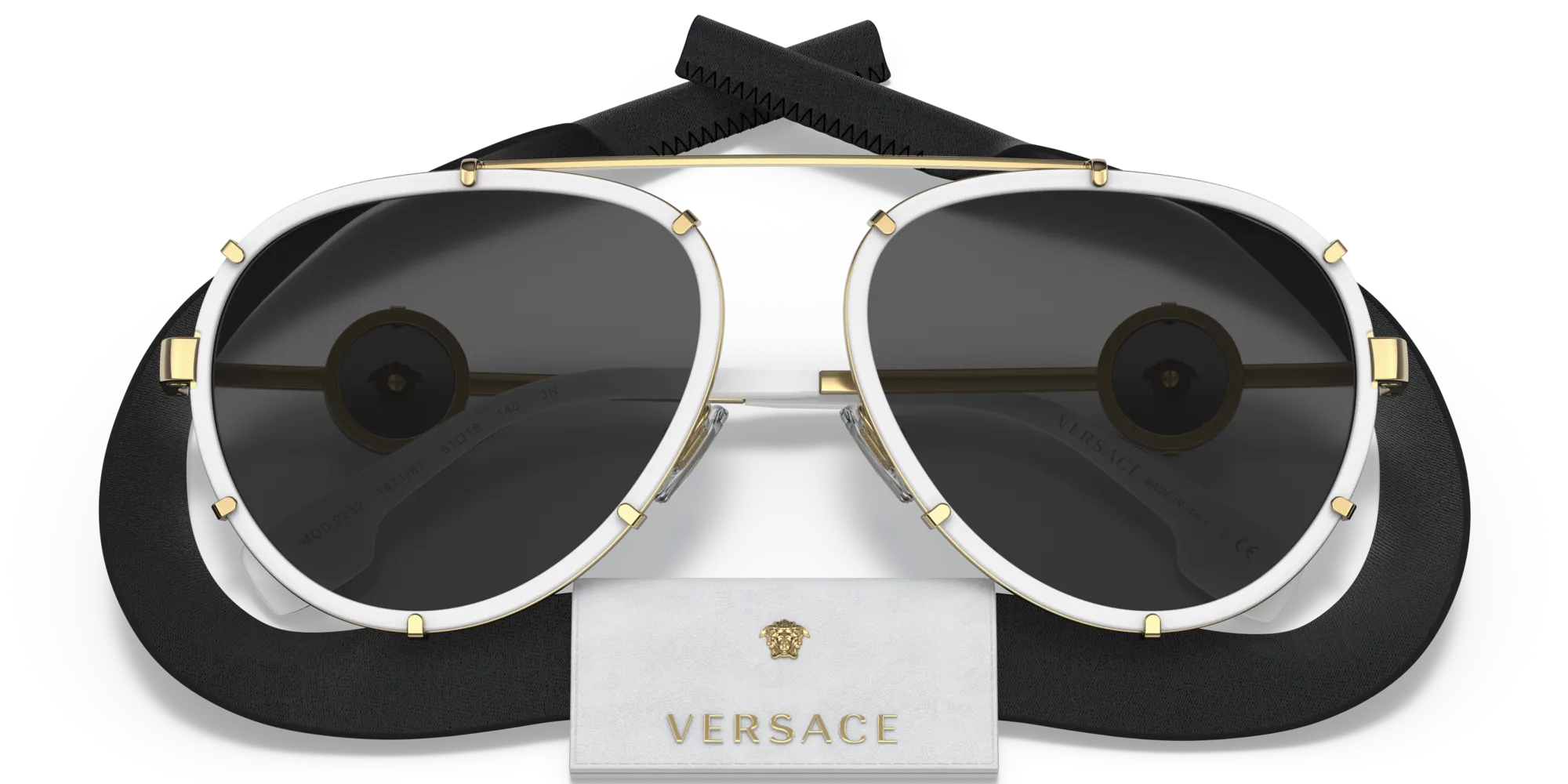 Versace VE2232 147187 Occhiali da sole Metallo Bianco Grigio Pilot Normale - immagine 2