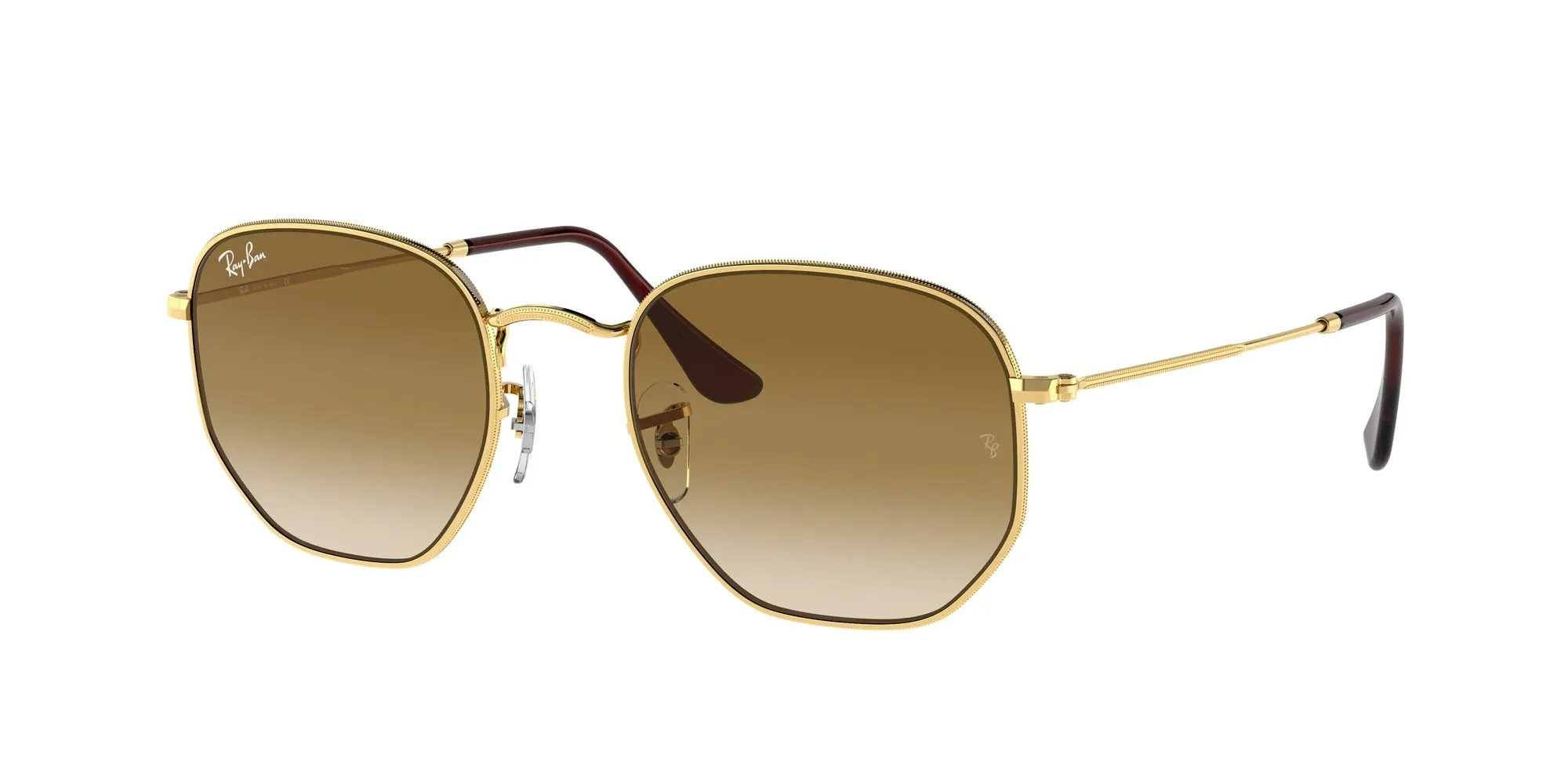 Ray - Ban RB3548 HEXAGONAL 001/51 Occhiali da sole Metallo Oro Marrone Geometrica Normale Sfumato - immagine 1