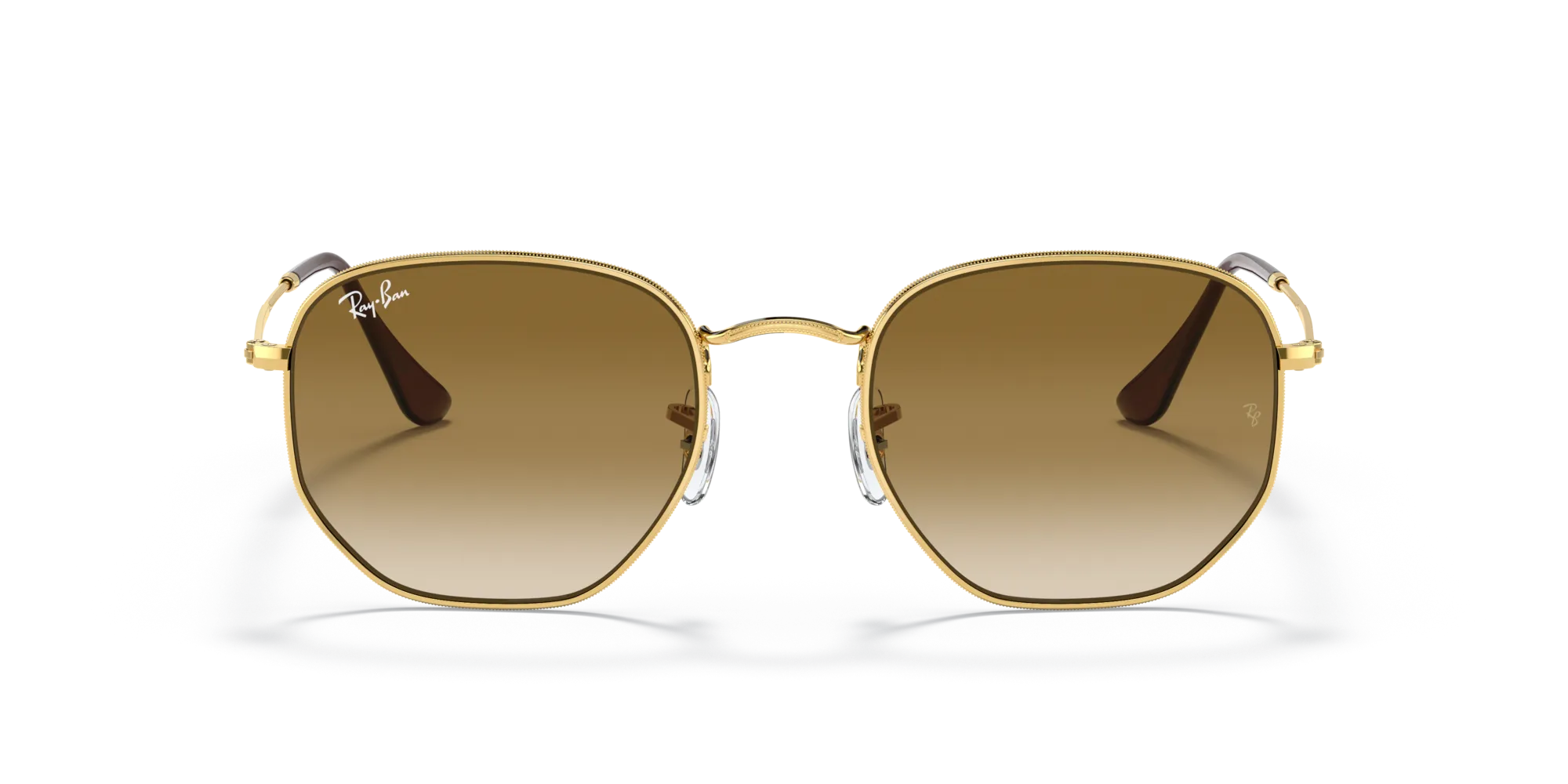 Ray - Ban RB3548 HEXAGONAL 001/51 Occhiali da sole Metallo Oro Marrone Geometrica Sfumato - immagine 3