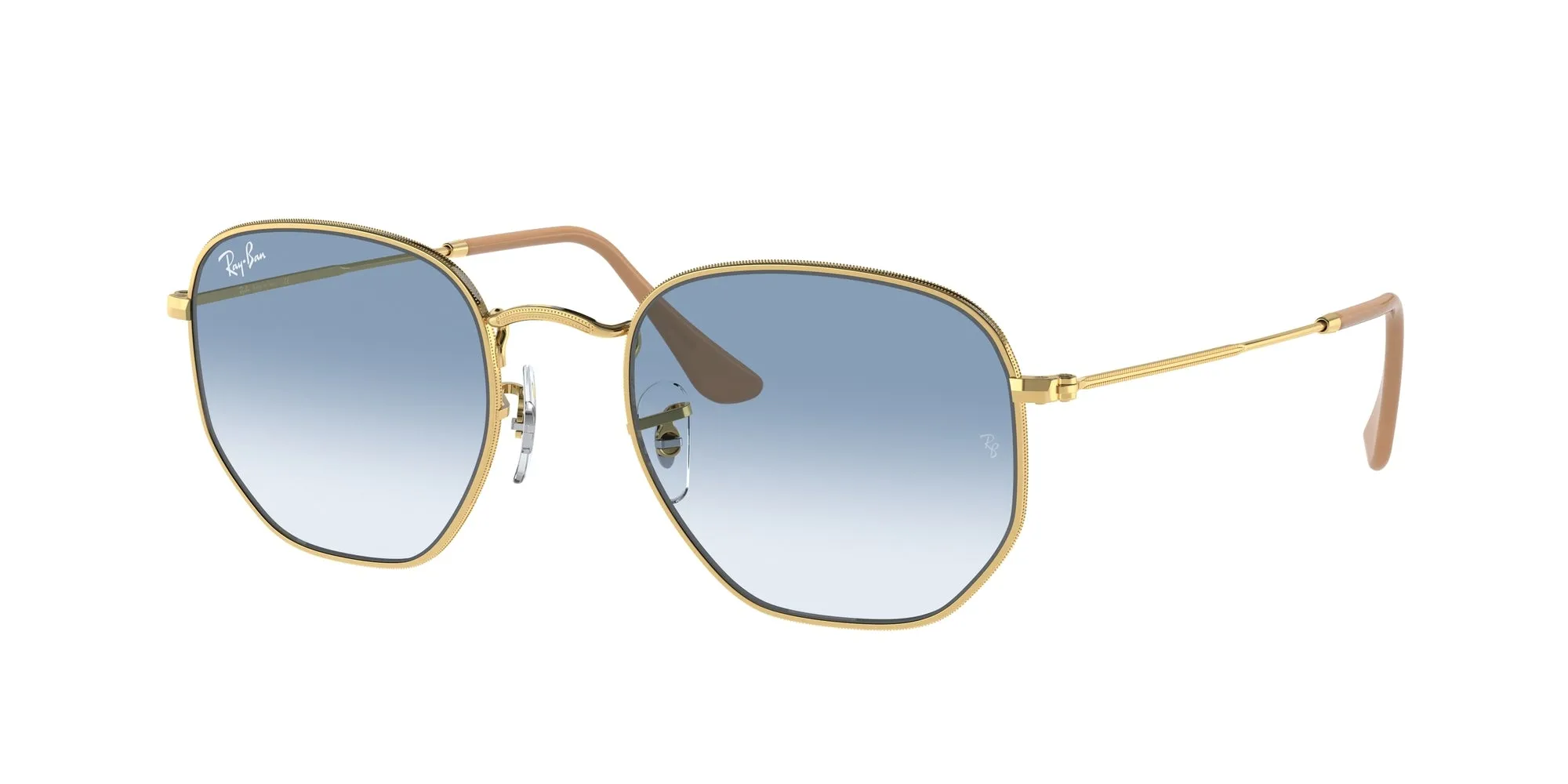 Ray - Ban RB3548 HEXAGONAL 001/3F Occhiali da sole Metallo Oro Blu Geometrica Sfumato - immagine 1