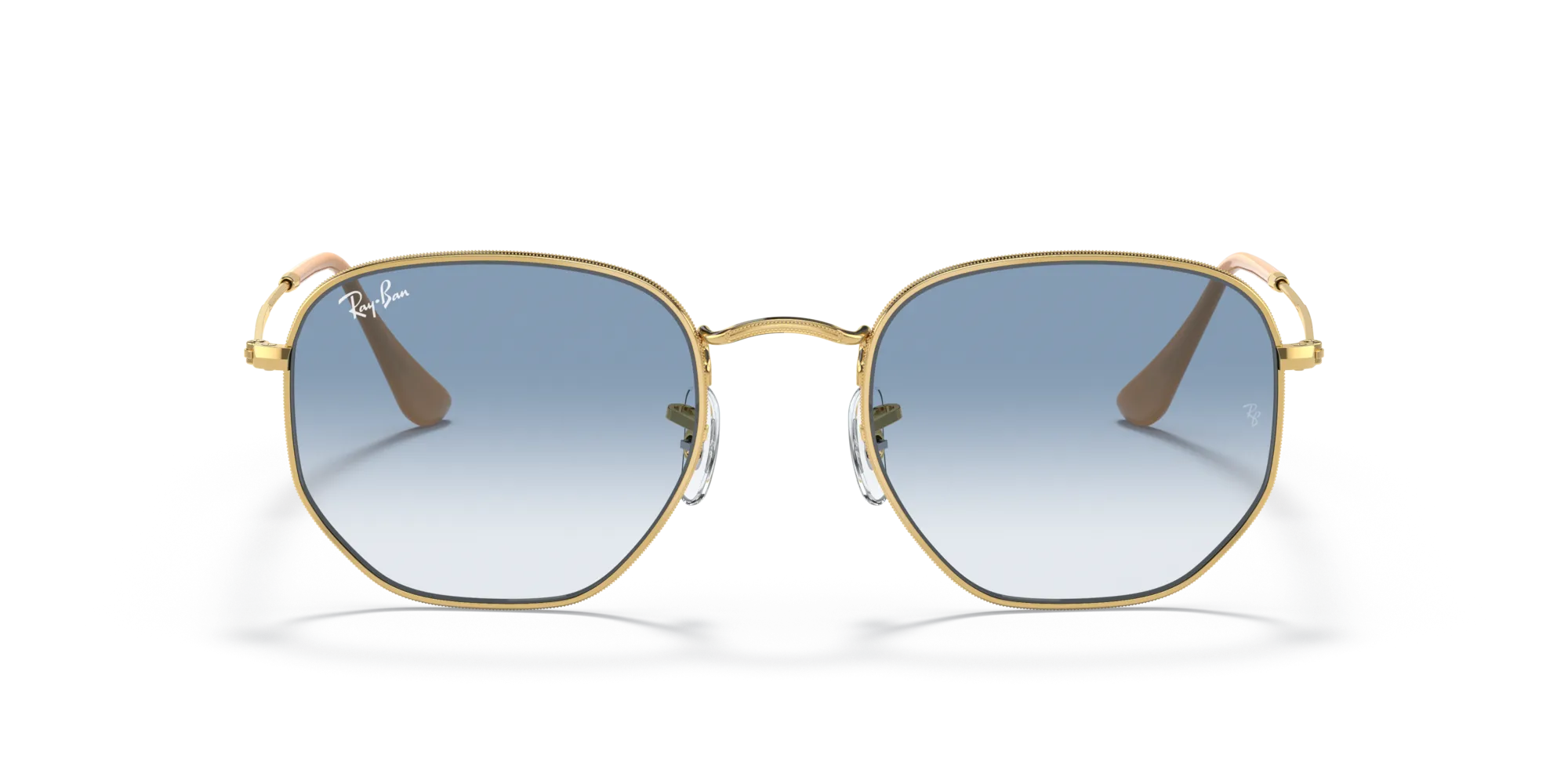Ray - Ban RB3548 HEXAGONAL 001/3F Occhiali da sole Metallo Oro Blu Geometrica Sfumato - immagine 3