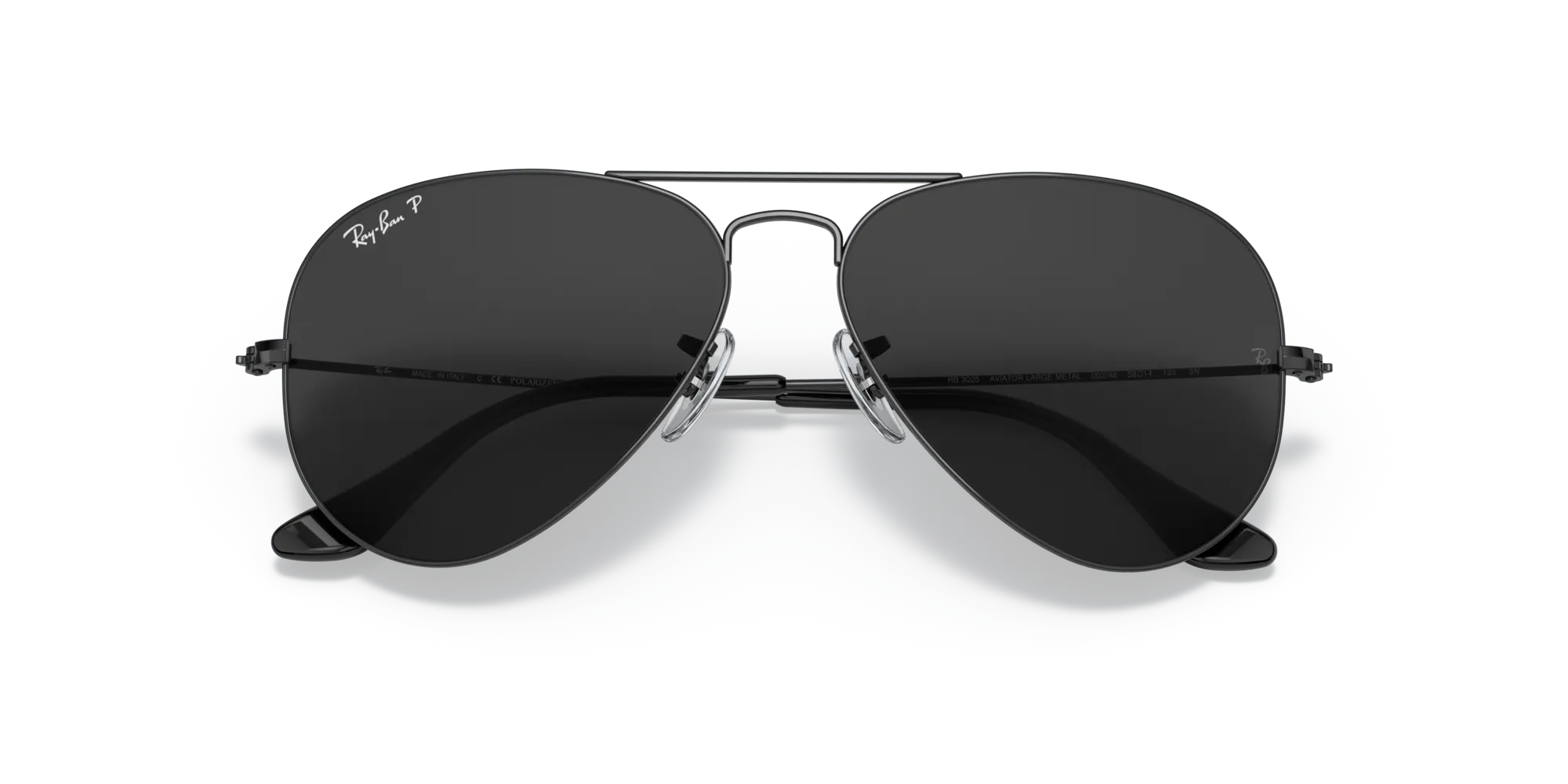 Ray - Ban RB3025 AVIATOR 002/48 Occhiali da sole Metallo Nero Nero Pilot Polarizzata - immagine 2