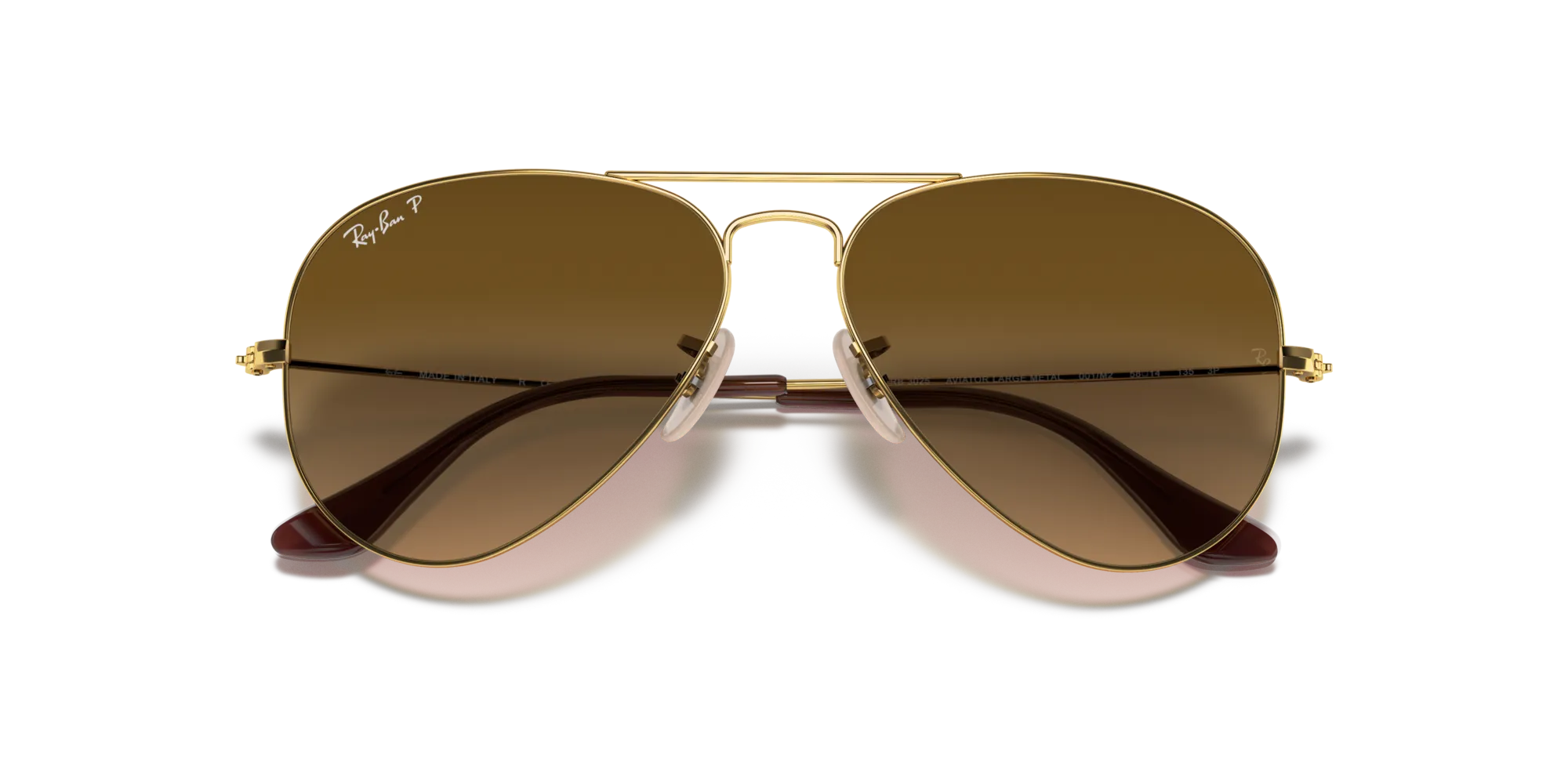 Ray - Ban RB3025 AVIATOR 001/M2 Occhiali da sole Metallo Oro Marrone Pilot Polarizzata Sfumato - immagine 2