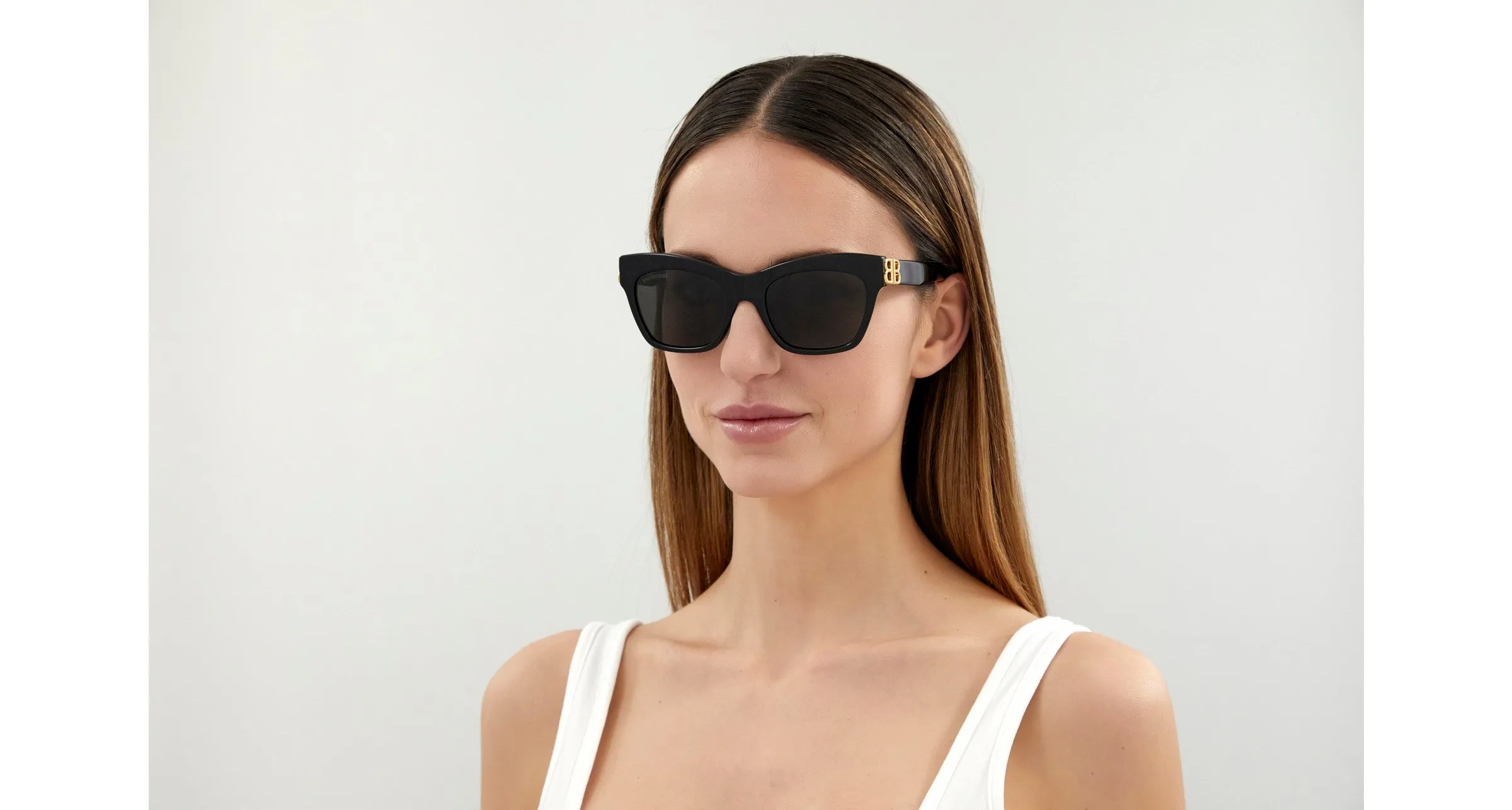 Balenciaga BB0132S 001 Occhiali da sole Acetato Nero Grigio Cat Eye Normale - immagine 2