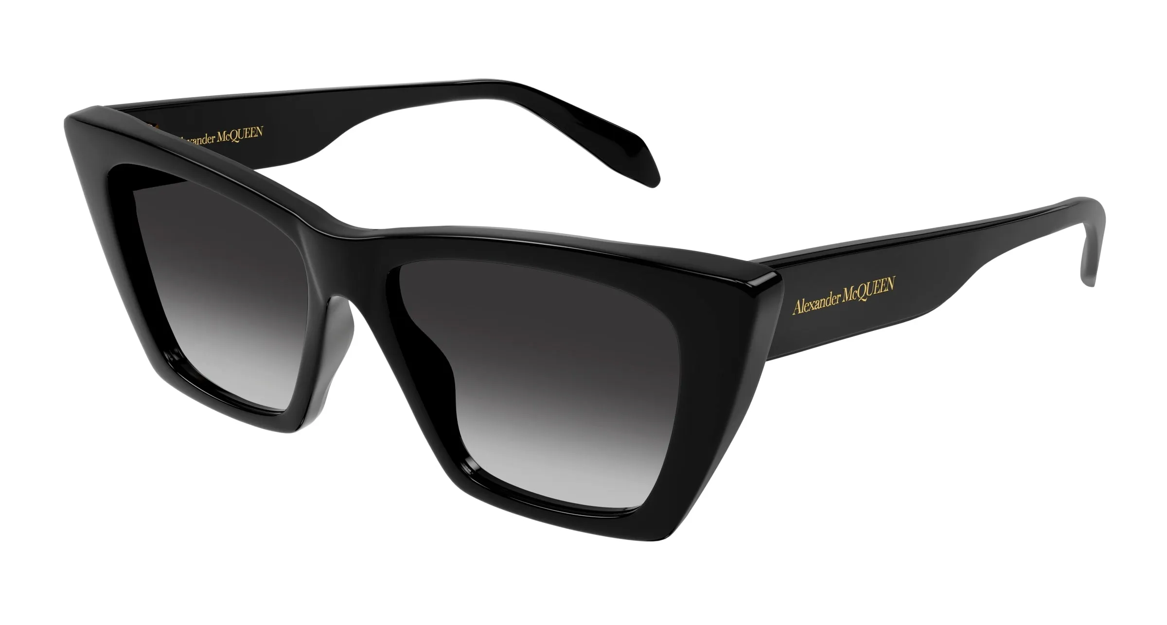Alexander McQueen AM0299S 001 Occhiali da sole Acetato Nero Grigio Cat Eye Normale Sfumato - immagine 1