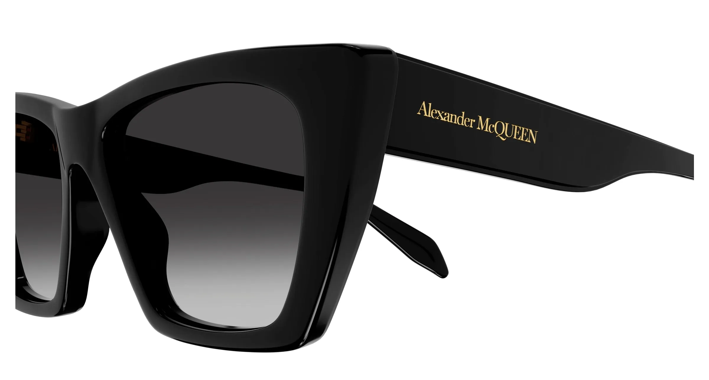 Alexander McQueen AM0299S 001 Occhiali da sole Acetato Nero Grigio Cat Eye Normale Sfumato - immagine 3