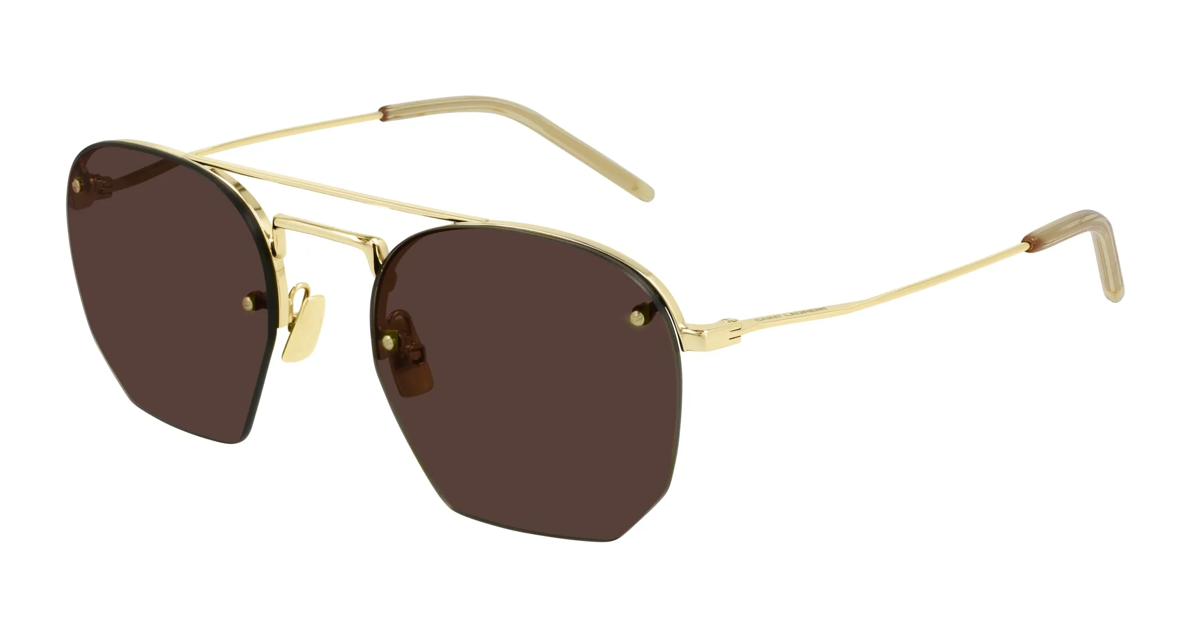 SAINT LAURENT SL 422 001 Occhiali da sole Metallo Oro Marrone Geometrica Normale - immagine 1