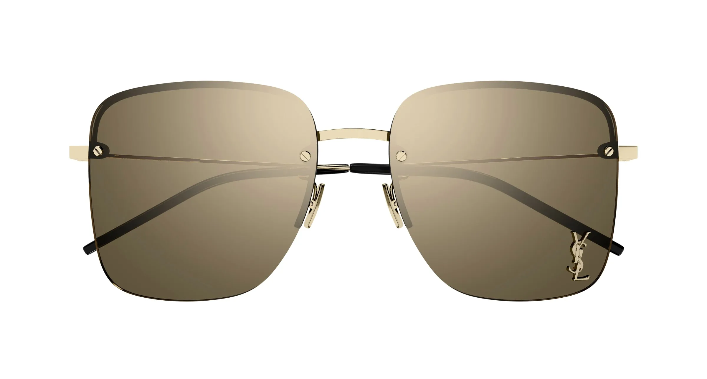 SAINT LAURENT SL 312 M 006 Occhiali da sole Metallo Oro Marrone Squadrata Flash - immagine 2