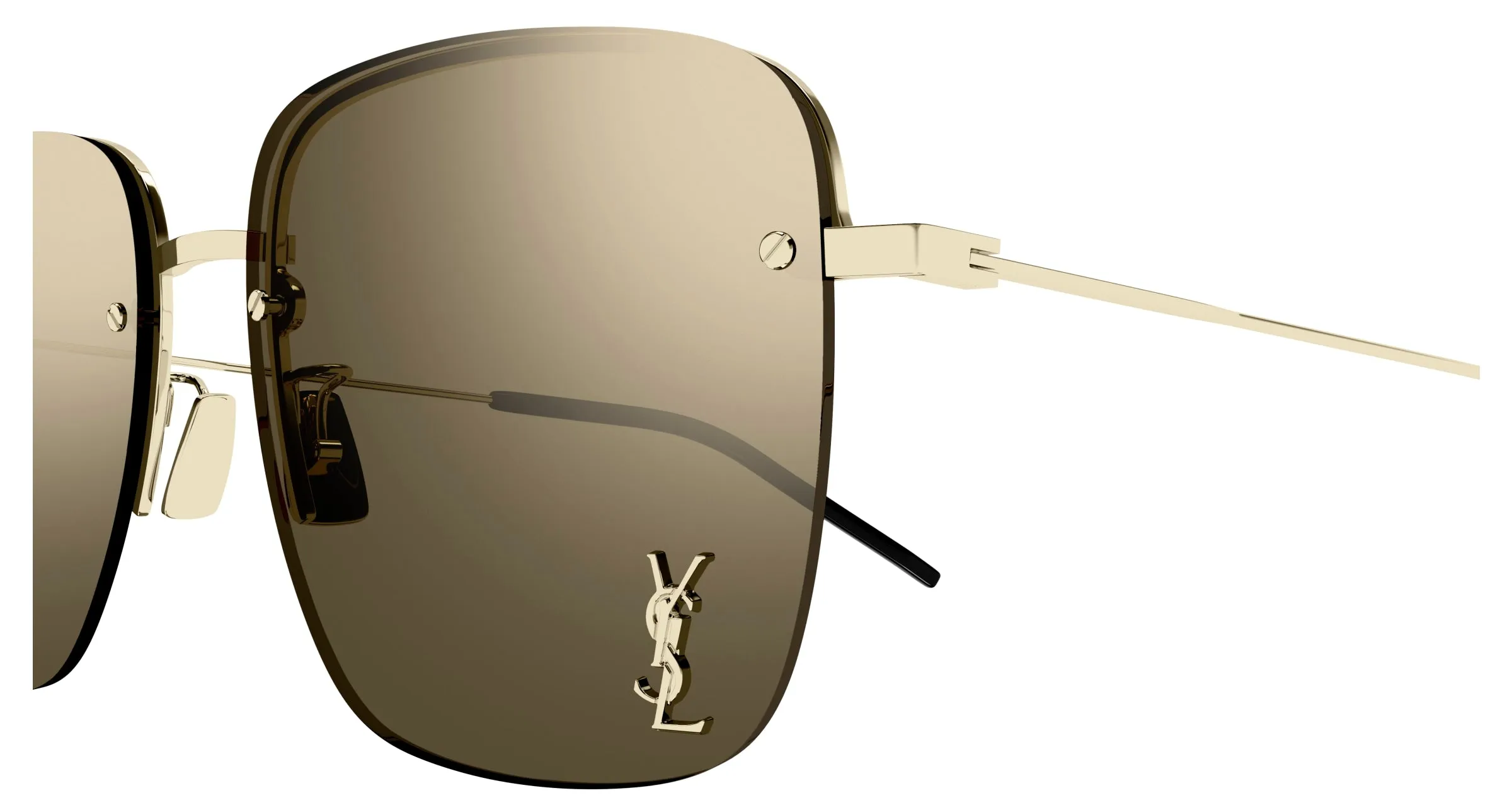 SAINT LAURENT SL 312 M 006 Occhiali da sole Metallo Oro Marrone Squadrata Flash - immagine 3