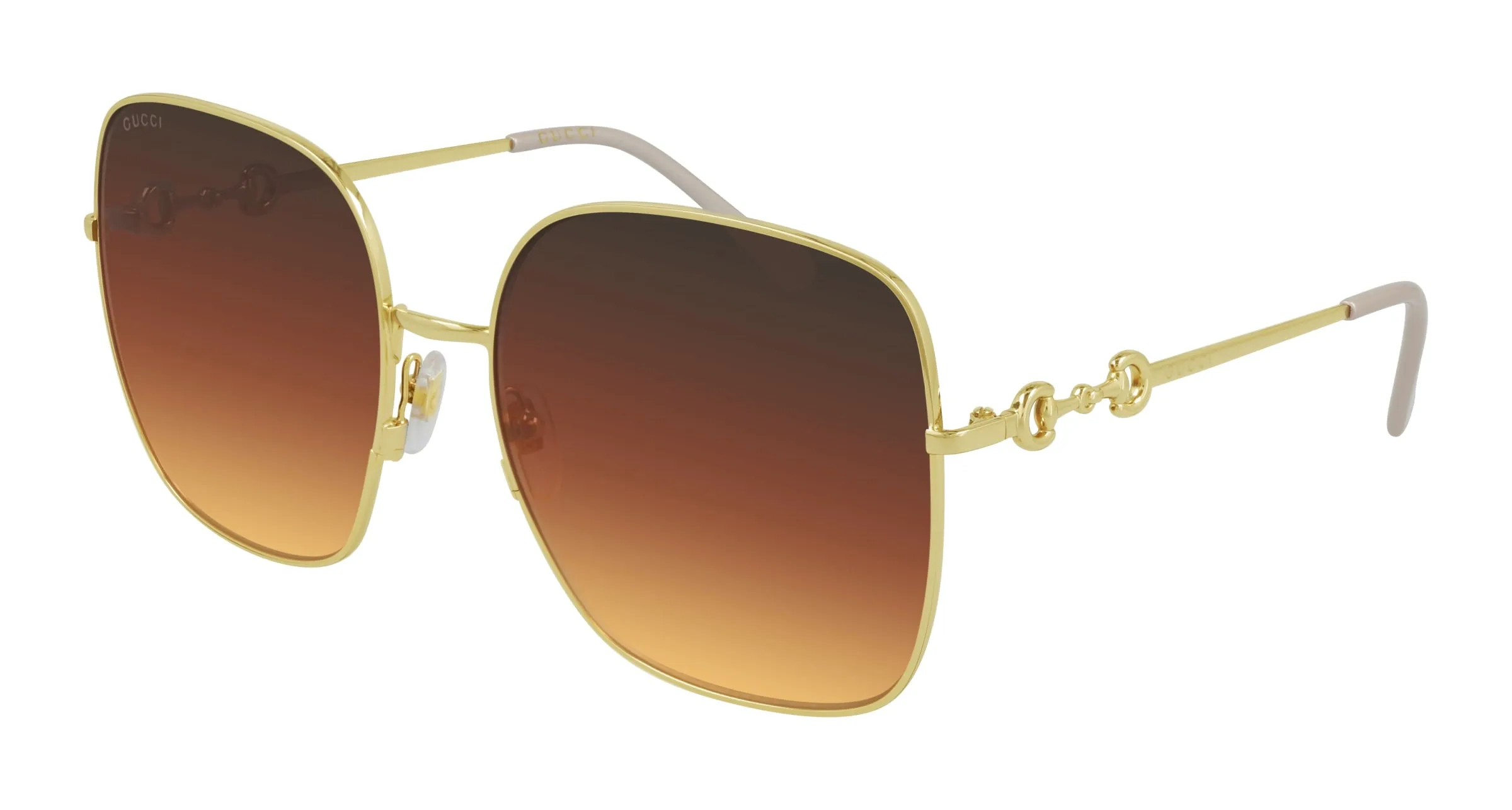 Gucci GG0879S 004 Occhiali da sole Metallo Oro Marrone Squadrata Normale Sfumato - immagine 1