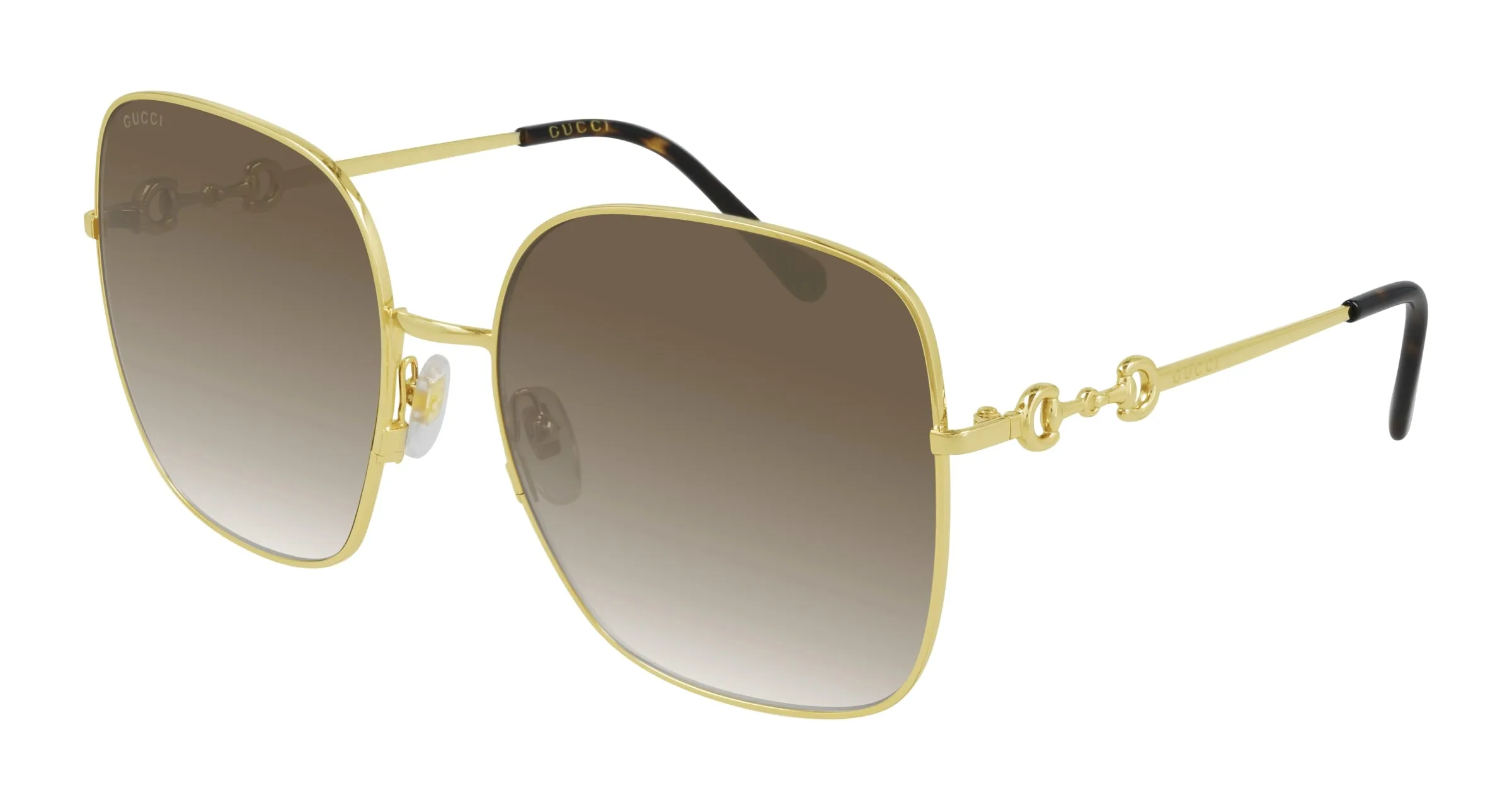 Gucci GG0879S 002 Occhiali da sole Metallo Oro Marrone Squadrata Normale Sfumato - immagine 1