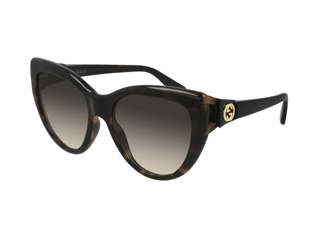 Gucci Donna GG0877S 002 Occhiali da sole Iniettato Havana Marrone Cat Eye Normale Sfumato - immagine 1
