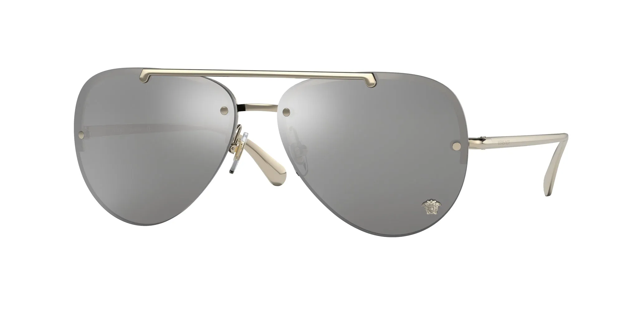 Versace VE2231 12526G Occhiali da sole Metallo Oro Grigio Pilot Specchiate Specchiato - immagine 1