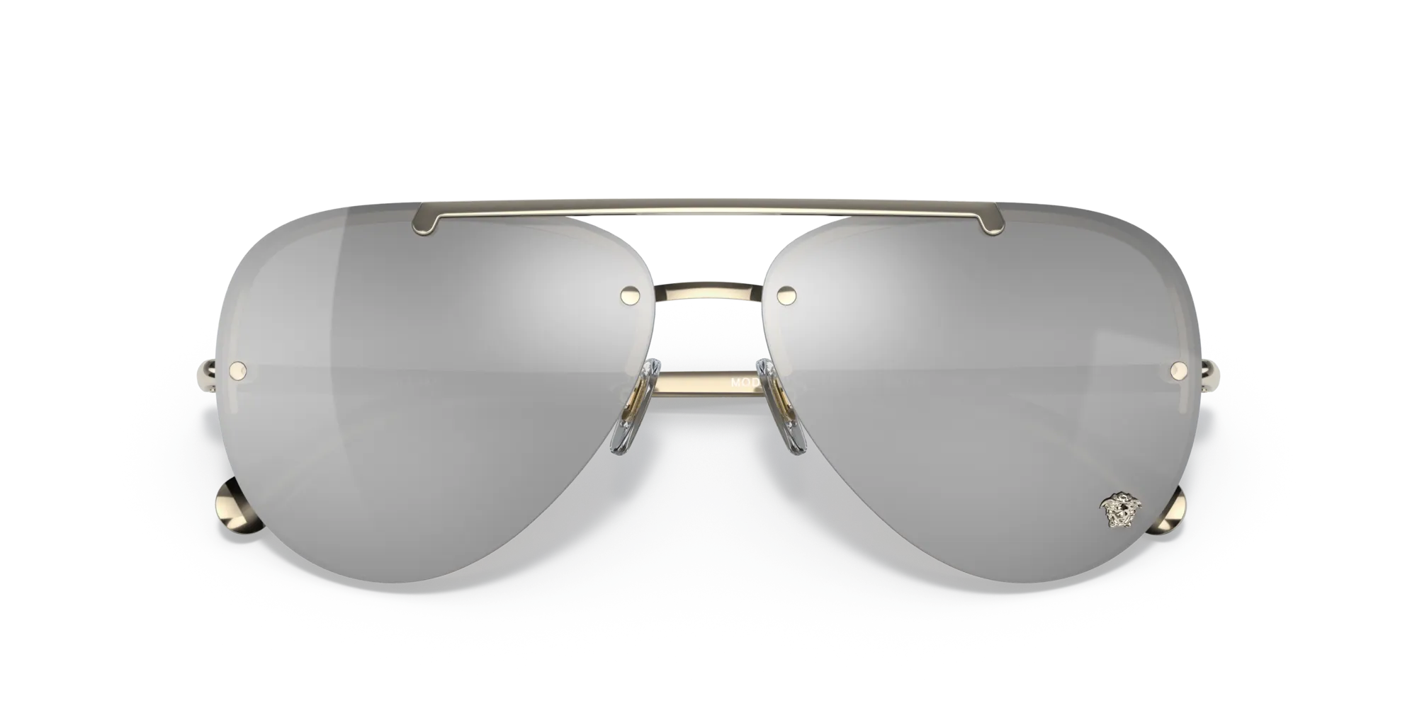 Versace VE2231 12526G Occhiali da sole Metallo Oro Grigio Pilot Specchiate Specchiato - immagine 2