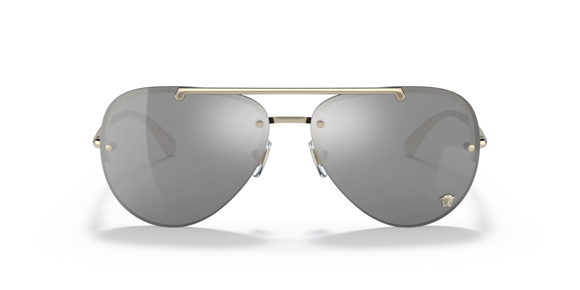 Versace VE2231 12526G Occhiali da sole Metallo Oro Grigio Pilot Specchiate Specchiato - immagine 3