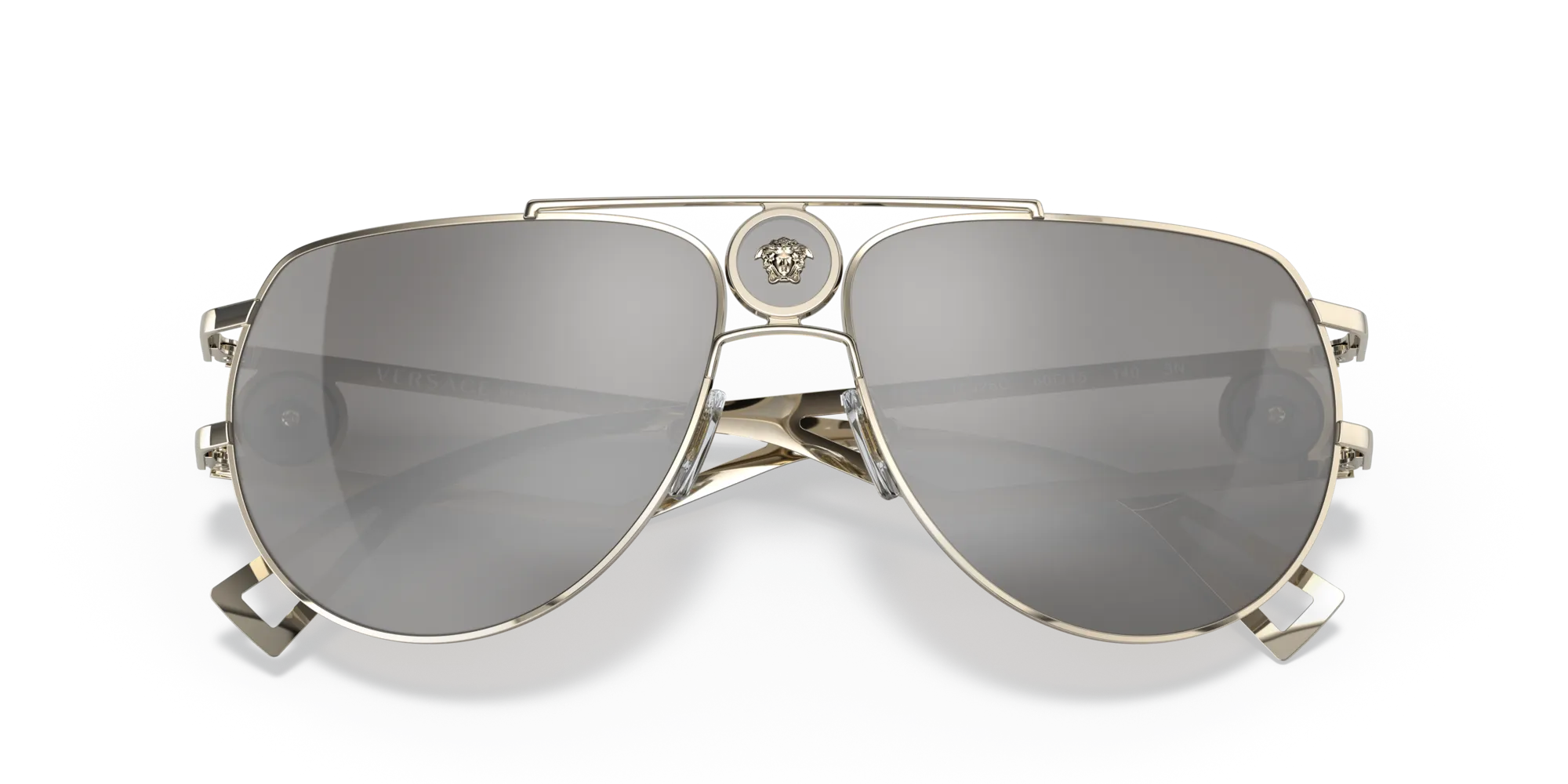 Versace VE2225 12526G Occhiali da sole Metallo Oro Grigio Pilot Specchiate Specchiato - immagine 2