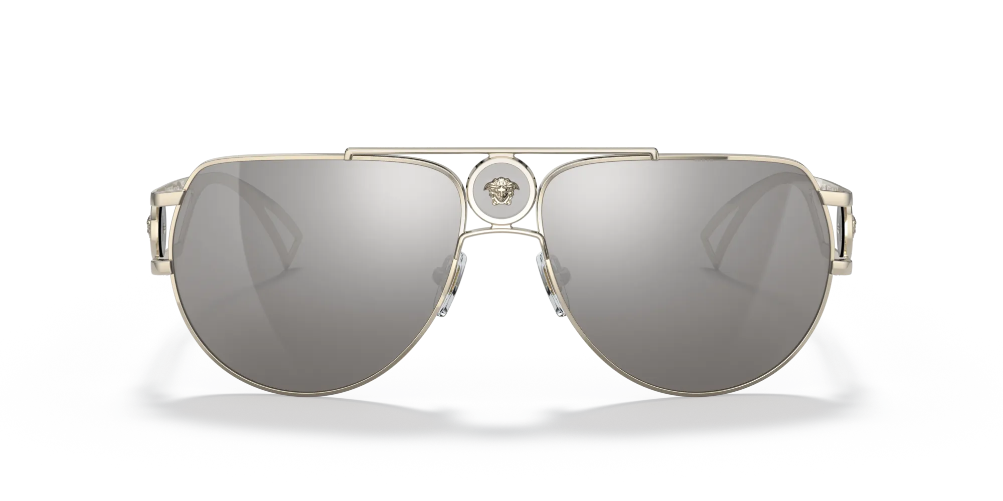 Versace VE2225 12526G Occhiali da sole Metallo Oro Grigio Pilot Specchiate Specchiato - immagine 3