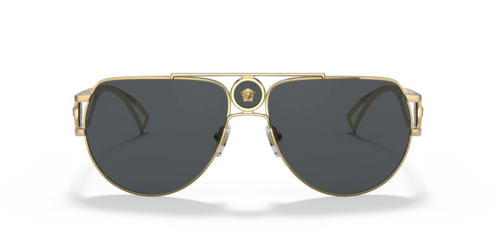 Versace VE2225 100287 Occhiali da sole Metallo Oro Grigio Pilot Normale - immagine 3