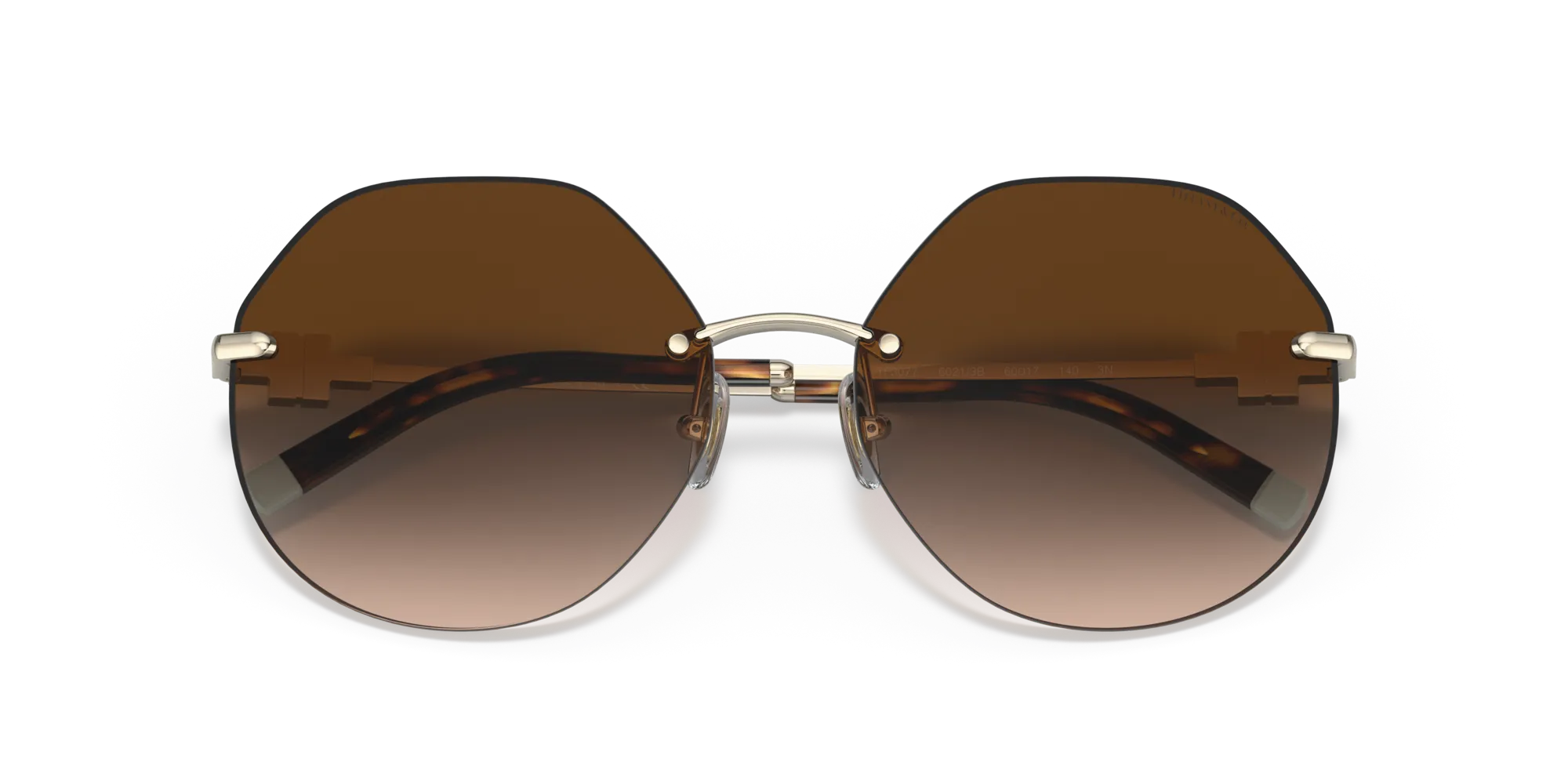 Tiffany TF3077 60213B Occhiali da sole Metallo Oro Marrone Geometrica Normale Sfumato - immagine 2