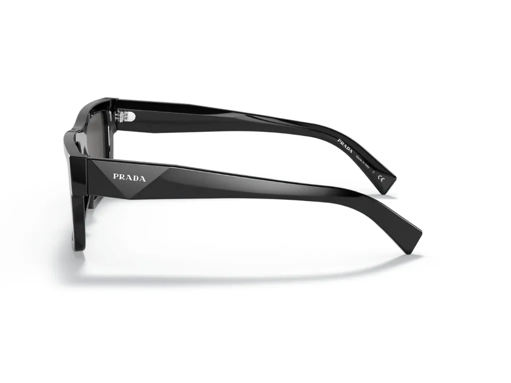 Prada PR 19WS 1AB5S0 Occhiali da sole Acetato Nero Grigio Squadrata Normale - immagine 3