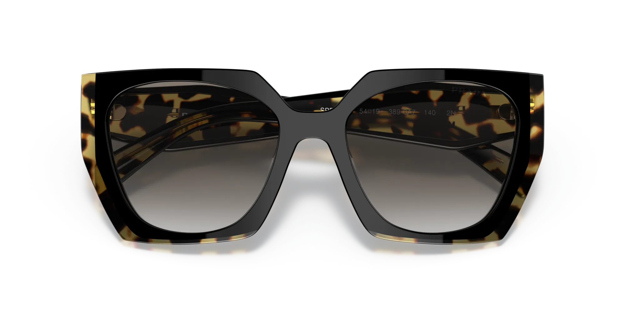 Prada PR 15WS 3890A7 Occhiali da sole Acetato Nero Grigio Squadrata Normale Sfumato - immagine 2