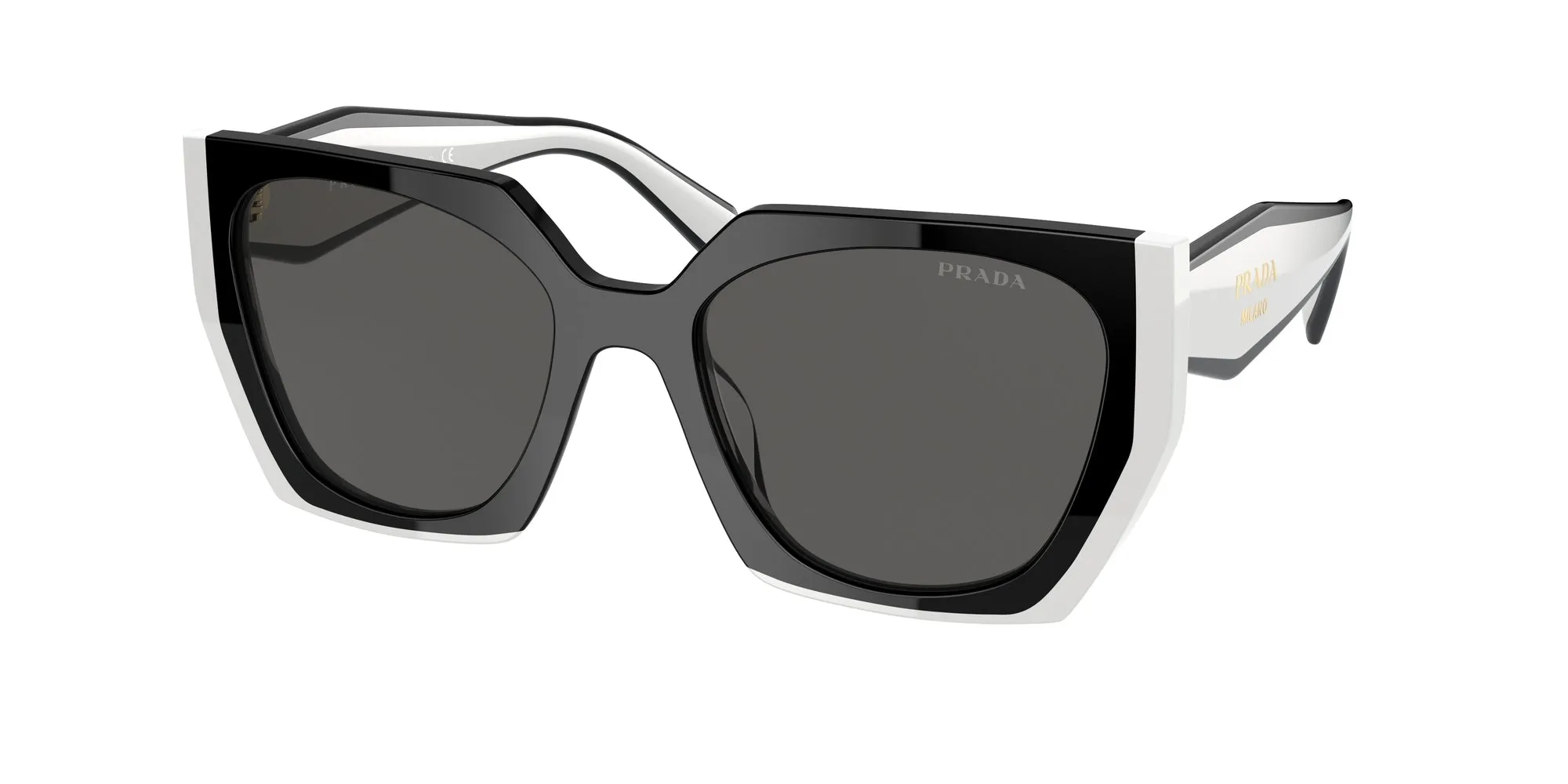 Prada PR 15WS 09Q5S0 Occhiali da sole Acetato Nero Grigio Squadrata Normale - immagine 1