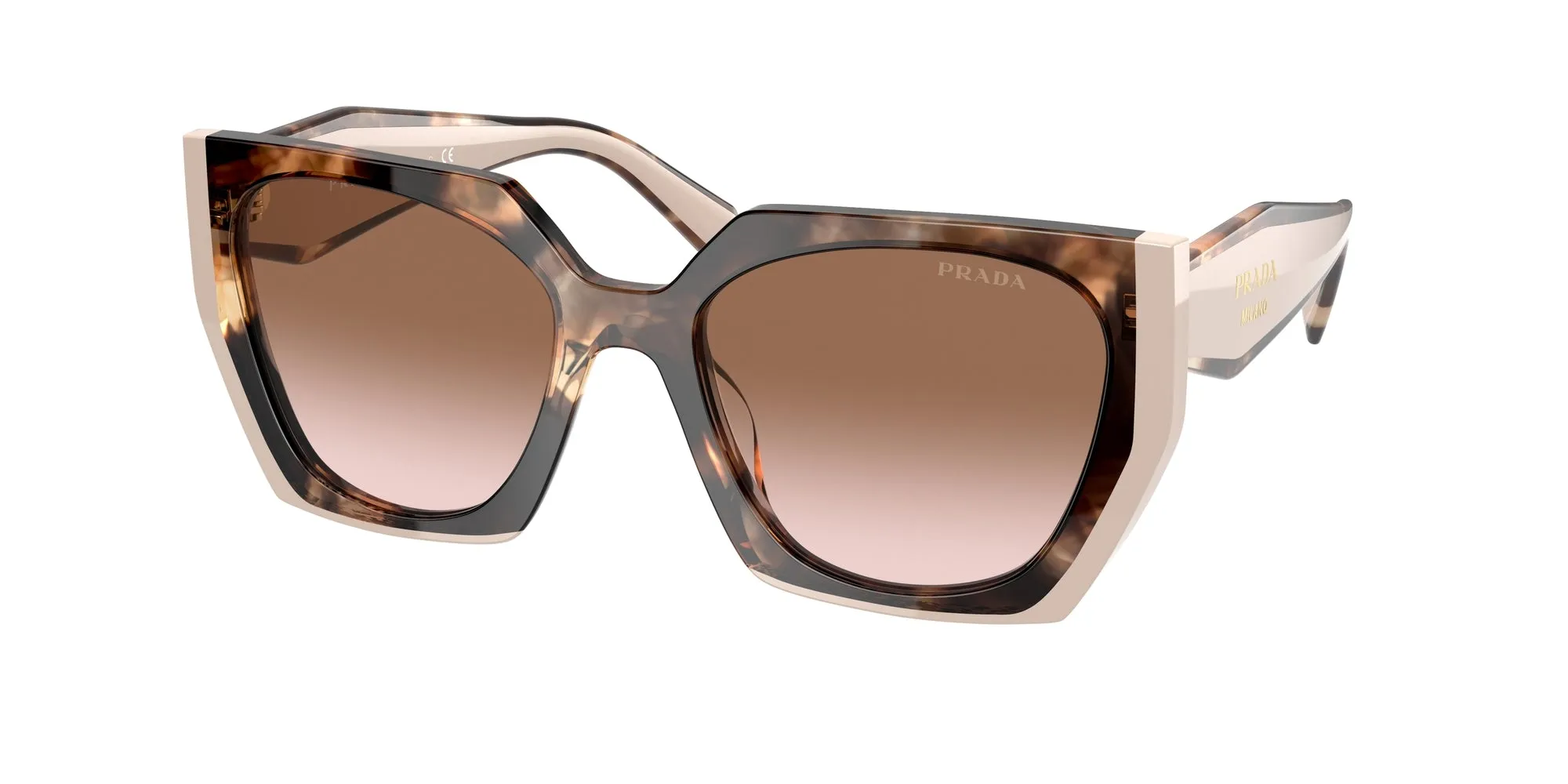 Prada PR 15WS 01R0A6 Occhiali da sole Acetato Tartaruga Marrone Squadrata Normale Sfumato - immagine 1