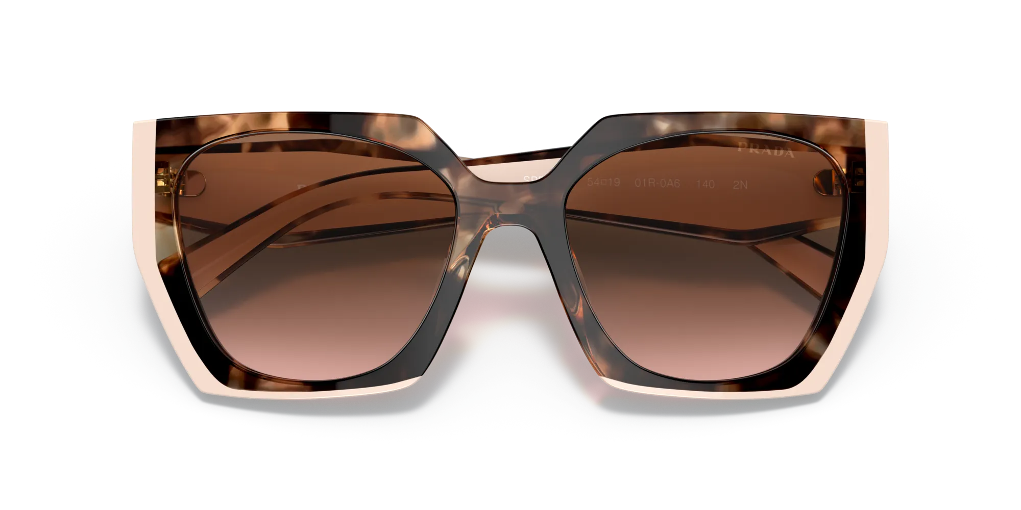 Prada PR 15WS 01R0A6 Occhiali da sole Acetato Tartaruga Marrone Squadrata Normale Sfumato - immagine 2