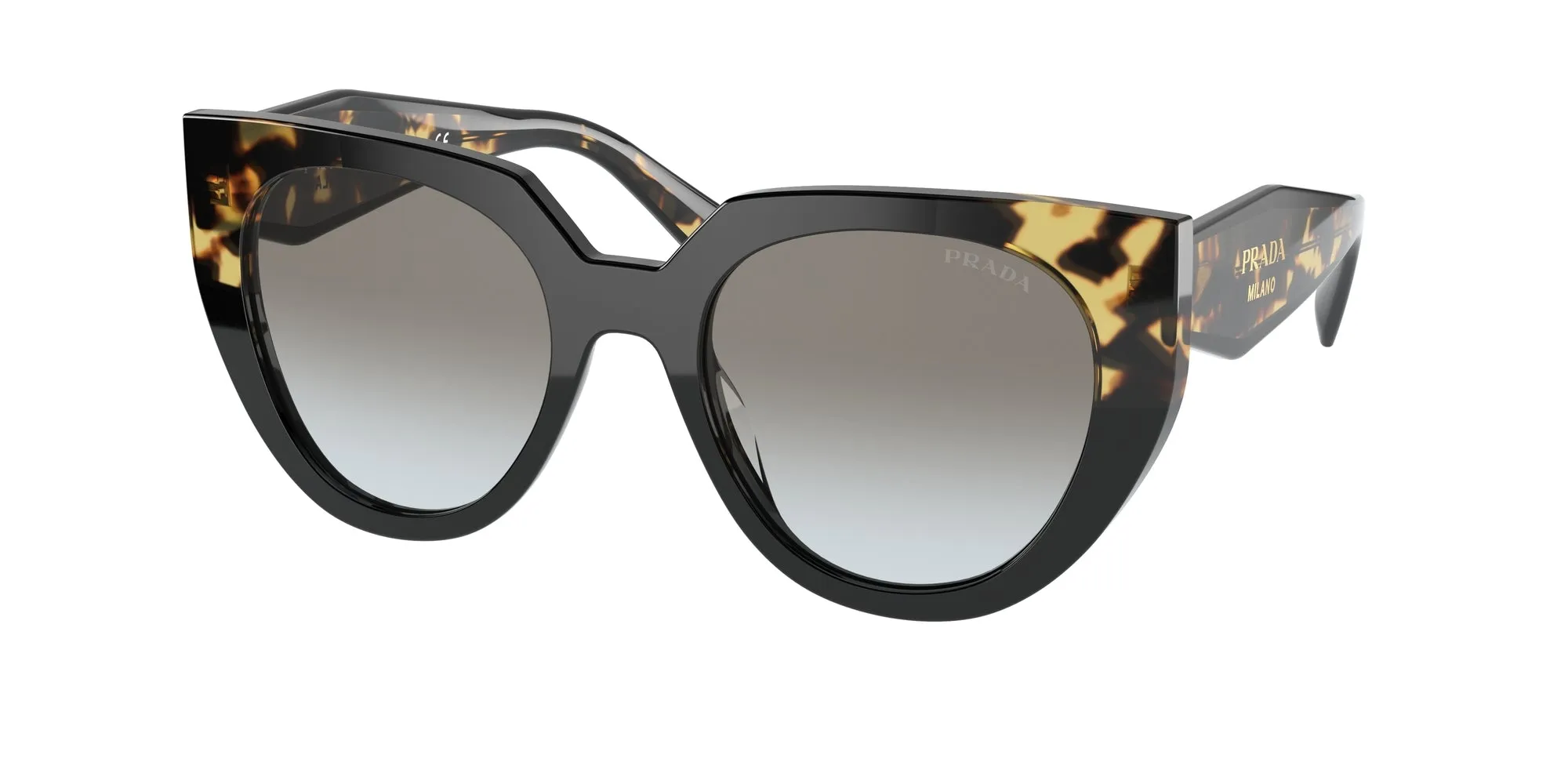 Prada PR 14WS 3890A7 Occhiali da sole Acetato Nero Grigio Cat Eye Normale Sfumato - immagine 1
